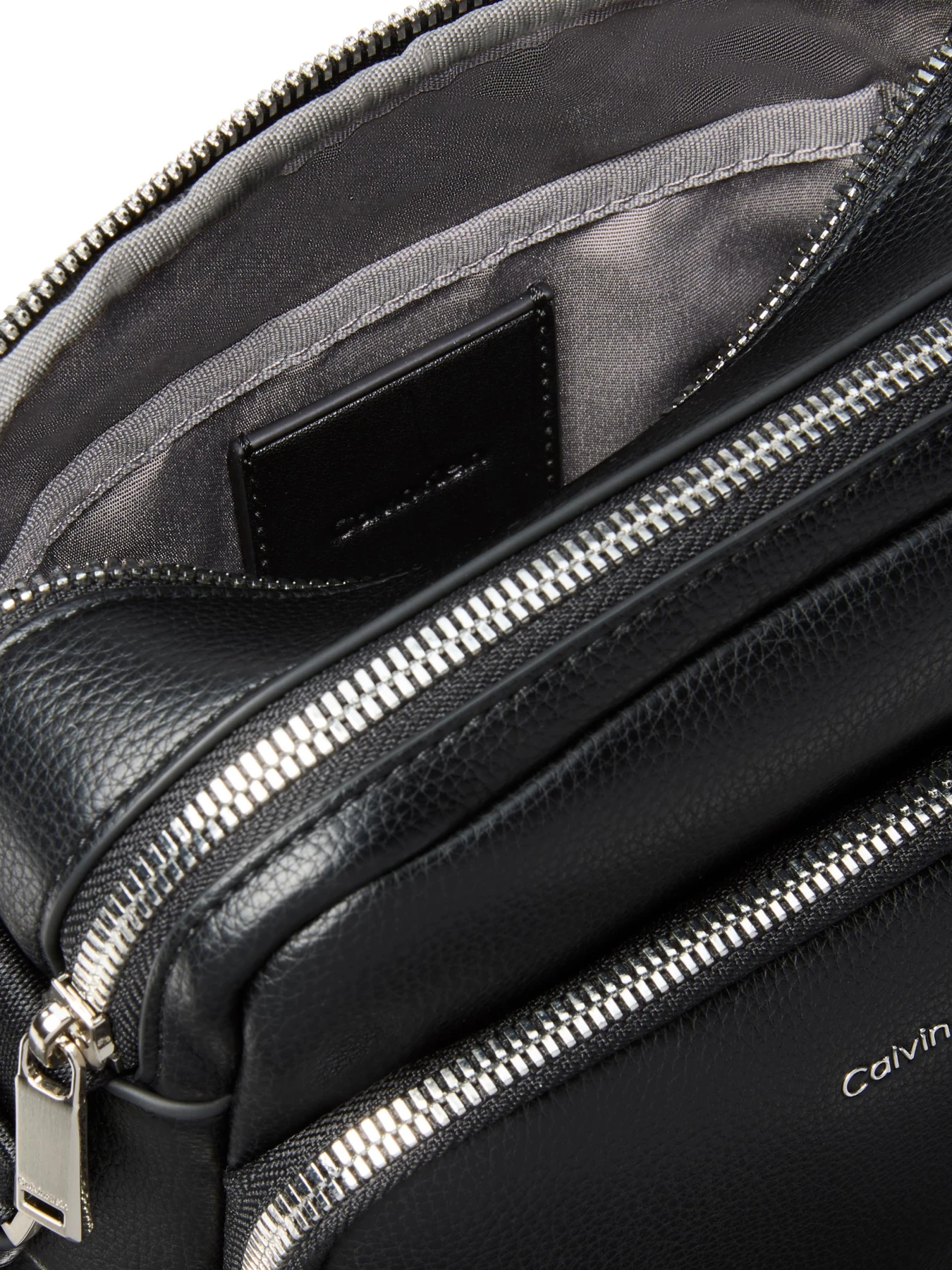Raised Pocket Leather Reporter Crossbody Bag with Metal Logo Gallery