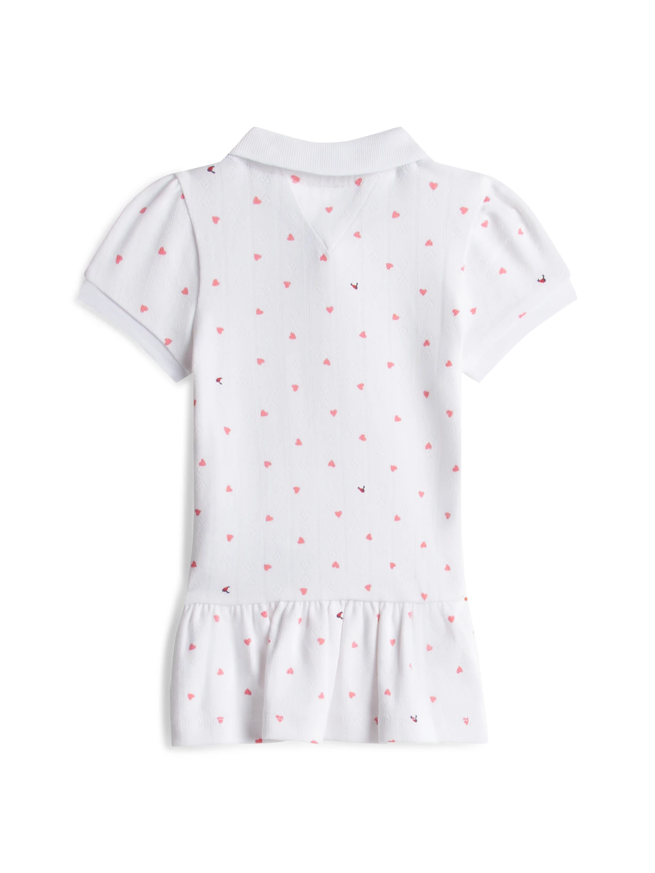 Kids Baby Girl Heart Print Pointelle Polo Dress Gallery