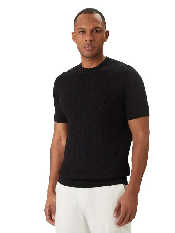 Regular Fit Textured Short Sleeve Knit T-shirt Gallery