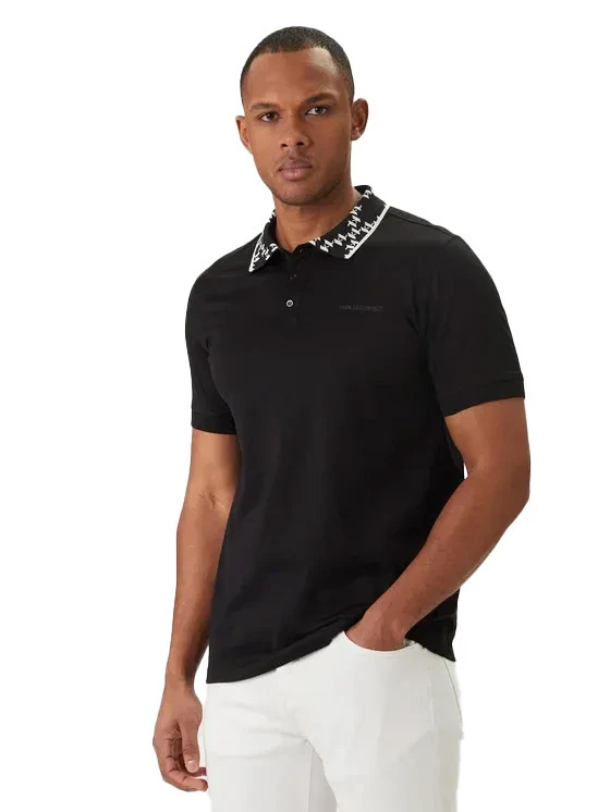 Monogram Collar Piqué Polo with Buttons Gallery