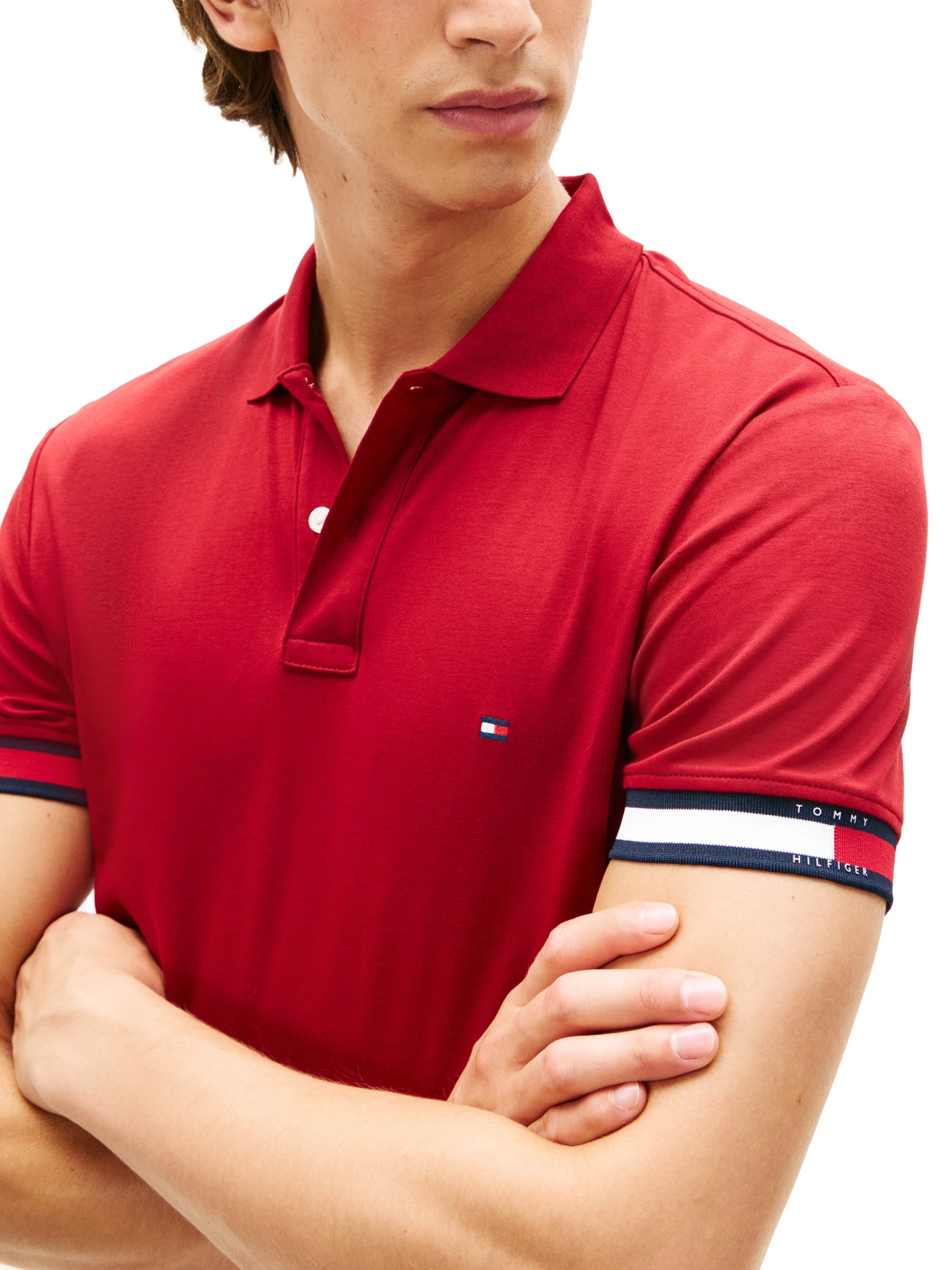 Slim Fit Interlock Knit Tipped Polo Shirt Gallery