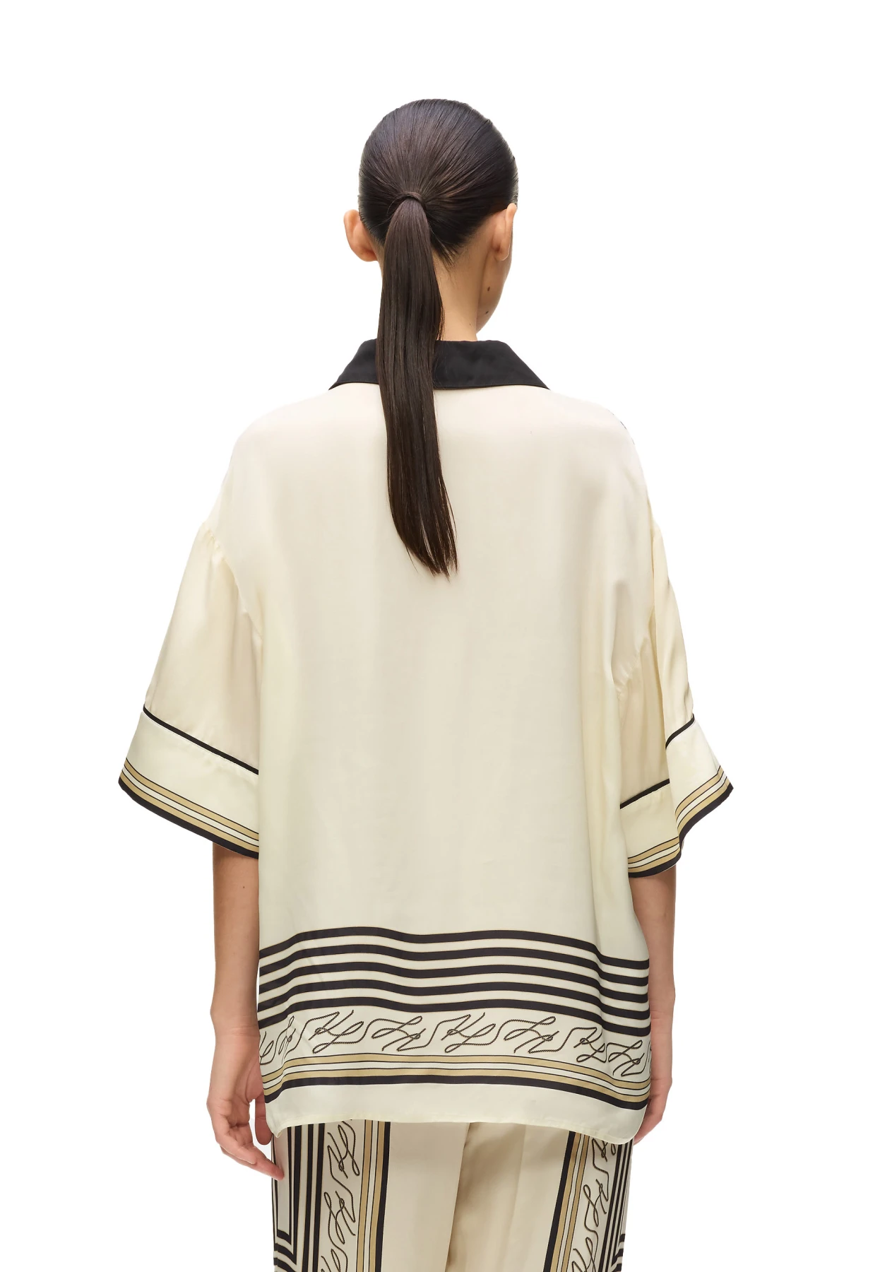 All-over-printed Wide Short Sleeves Pajama Shirt Gallery