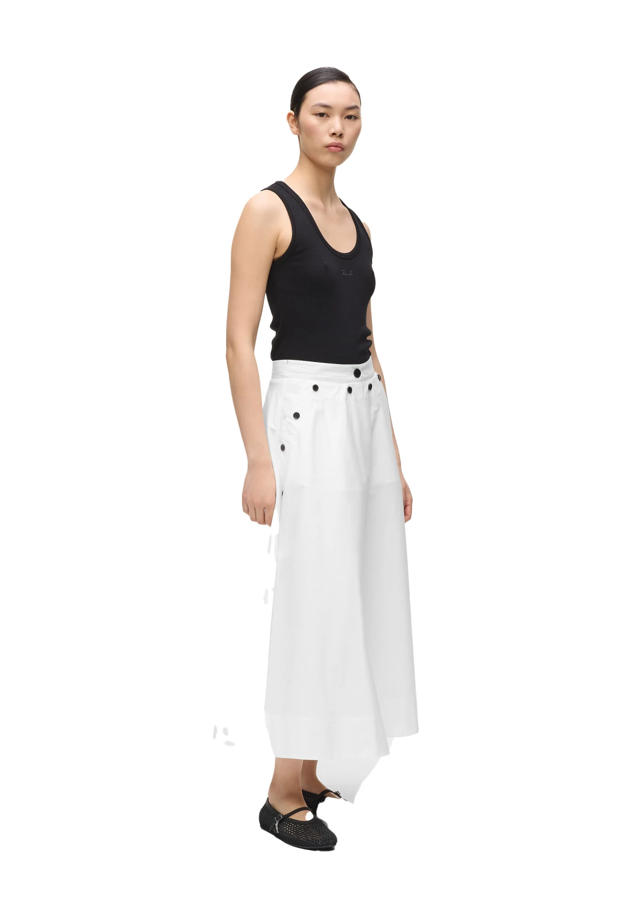 Button-Detail A-Line Long Skirt Gallery