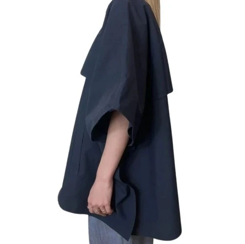 Trench-Style Cotton Poncho With Bejewelled Embellishments Gallery