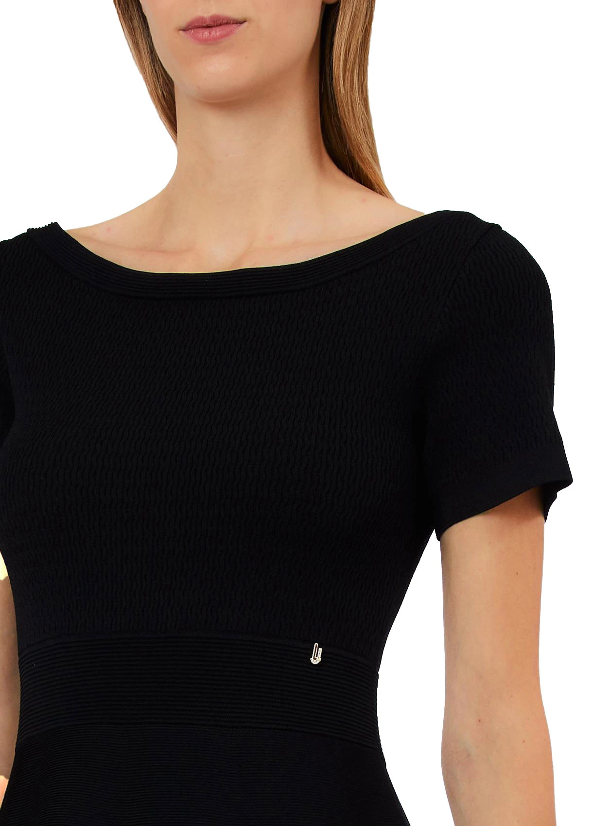 Short-Sleeve Knit Flare Dress Gallery