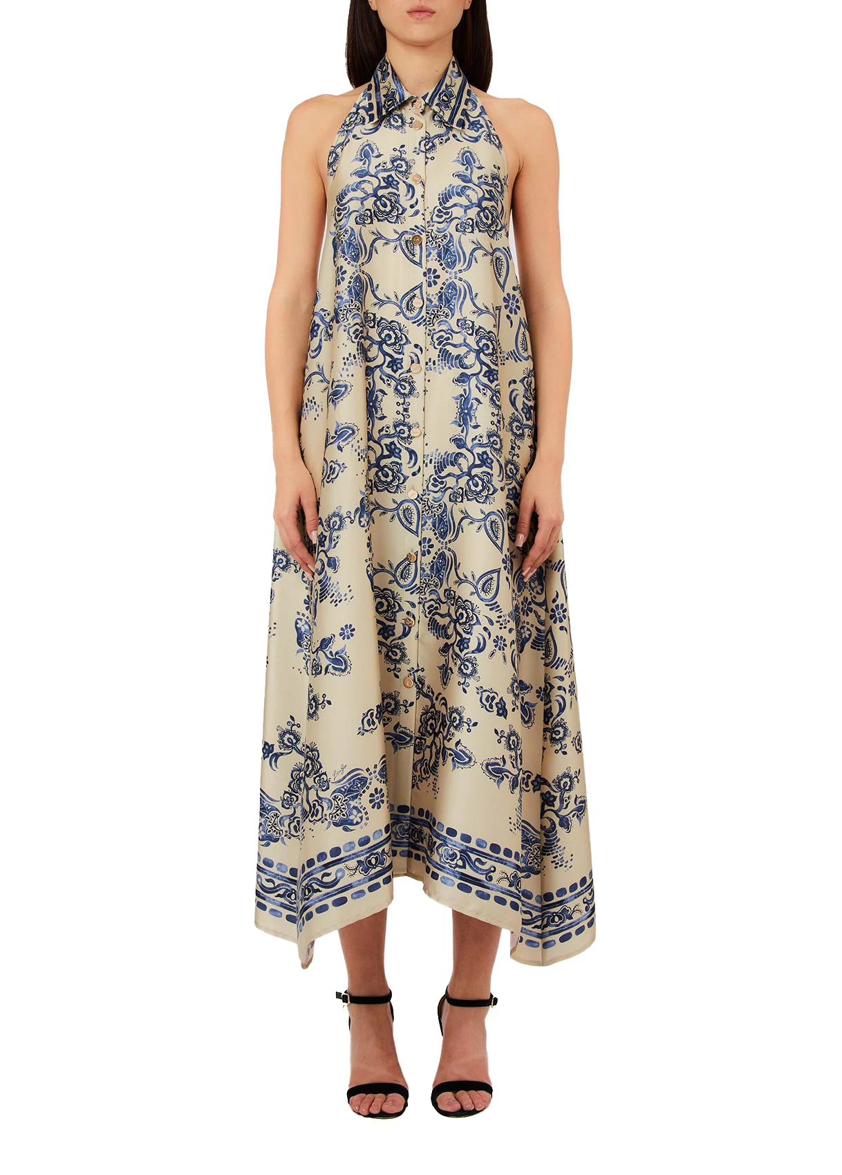 Halter-neck Maxi Buttoned Dress Gallery