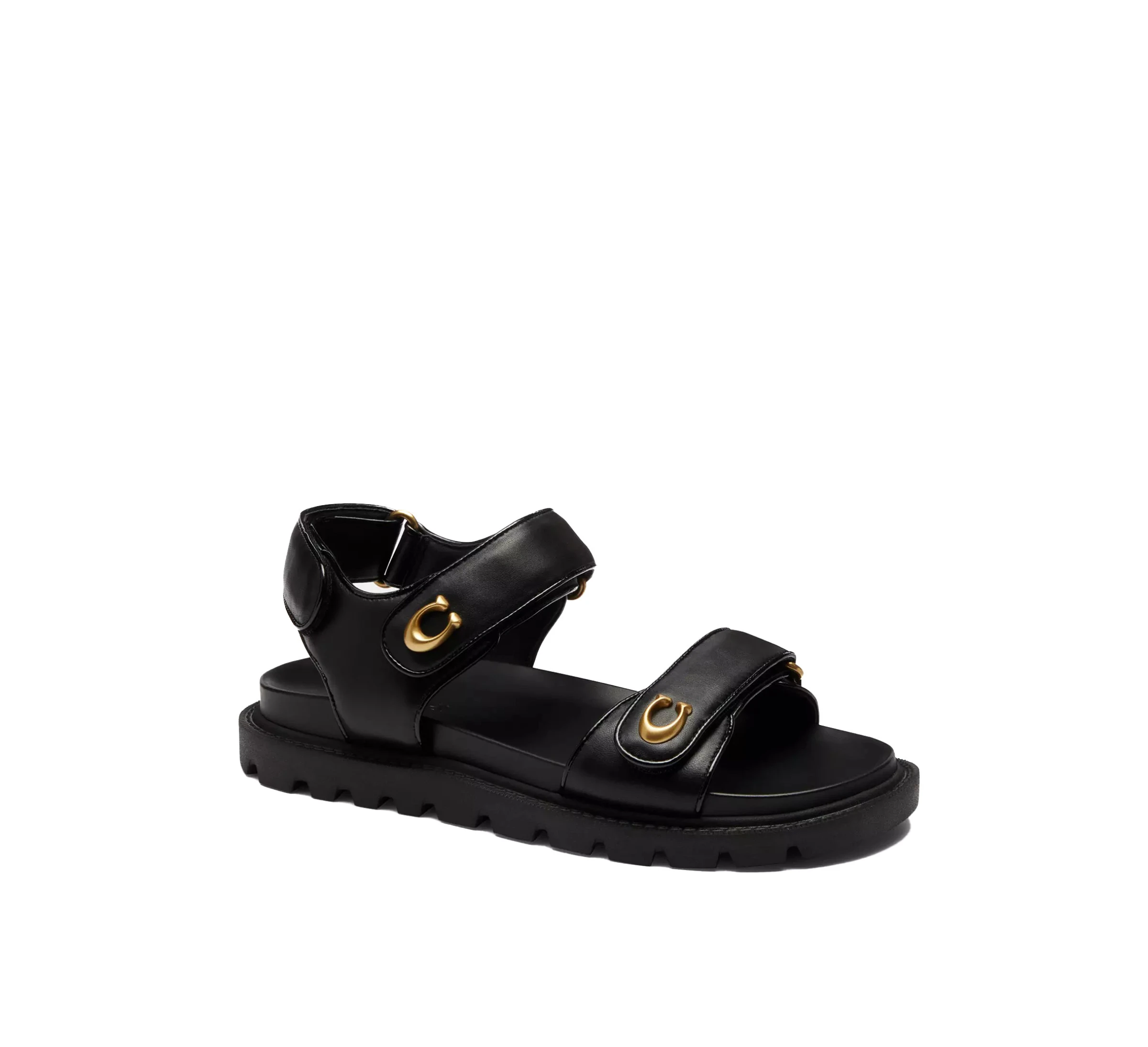 Brynn Leather Lug-Sole Sandals with Gold Hardware Gallery
