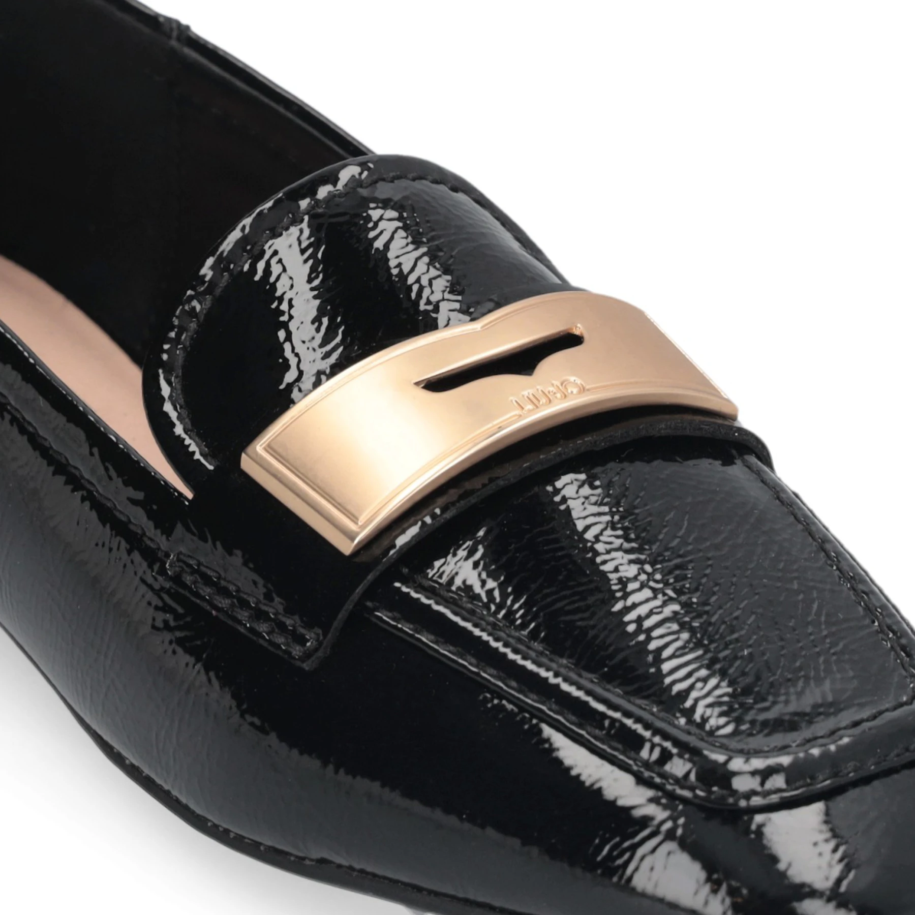 Polished Slip-On Loafers with Gold-Tone Bar Embellishment Gallery