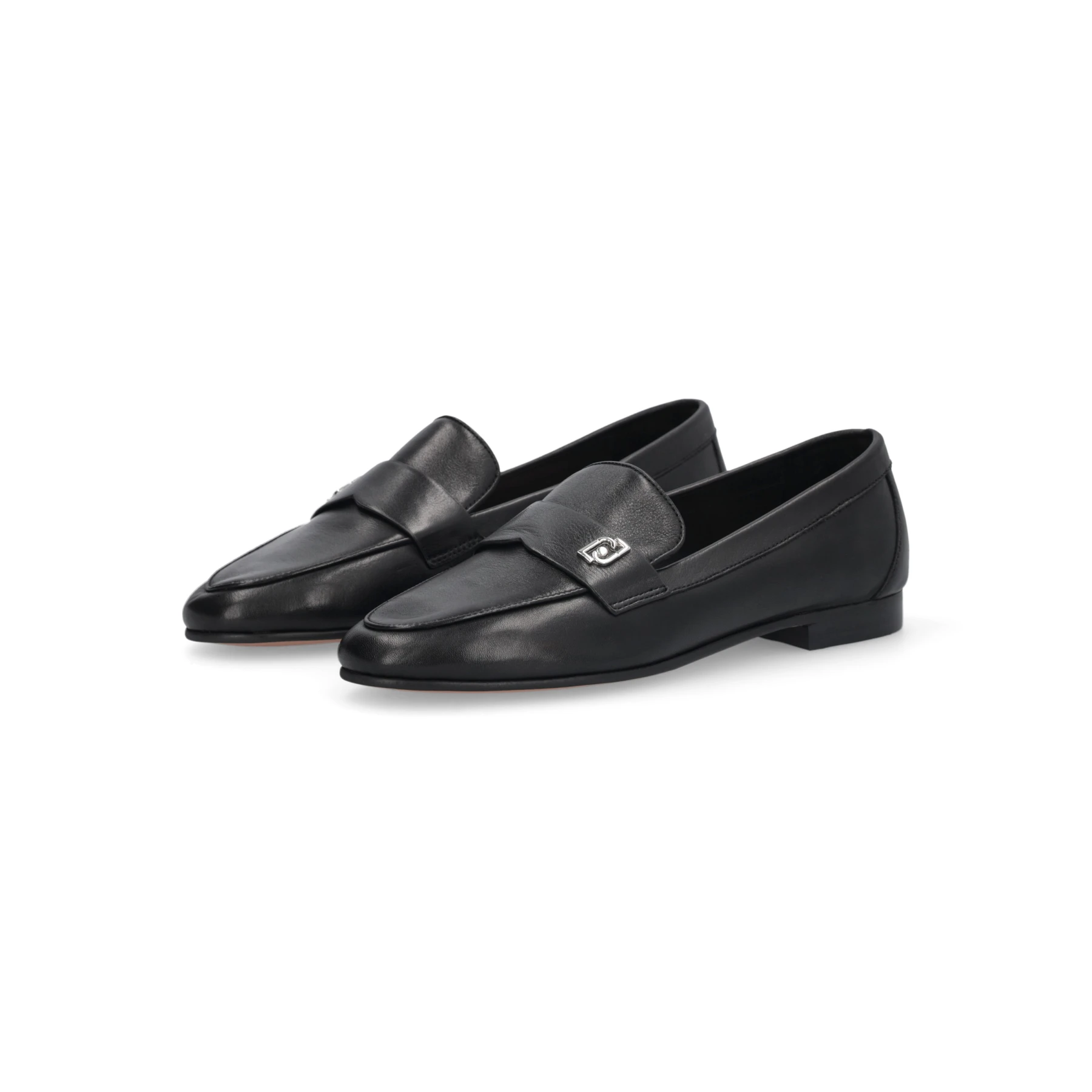 Leather Loafers with Minimalist Silver Hardware Detail Gallery