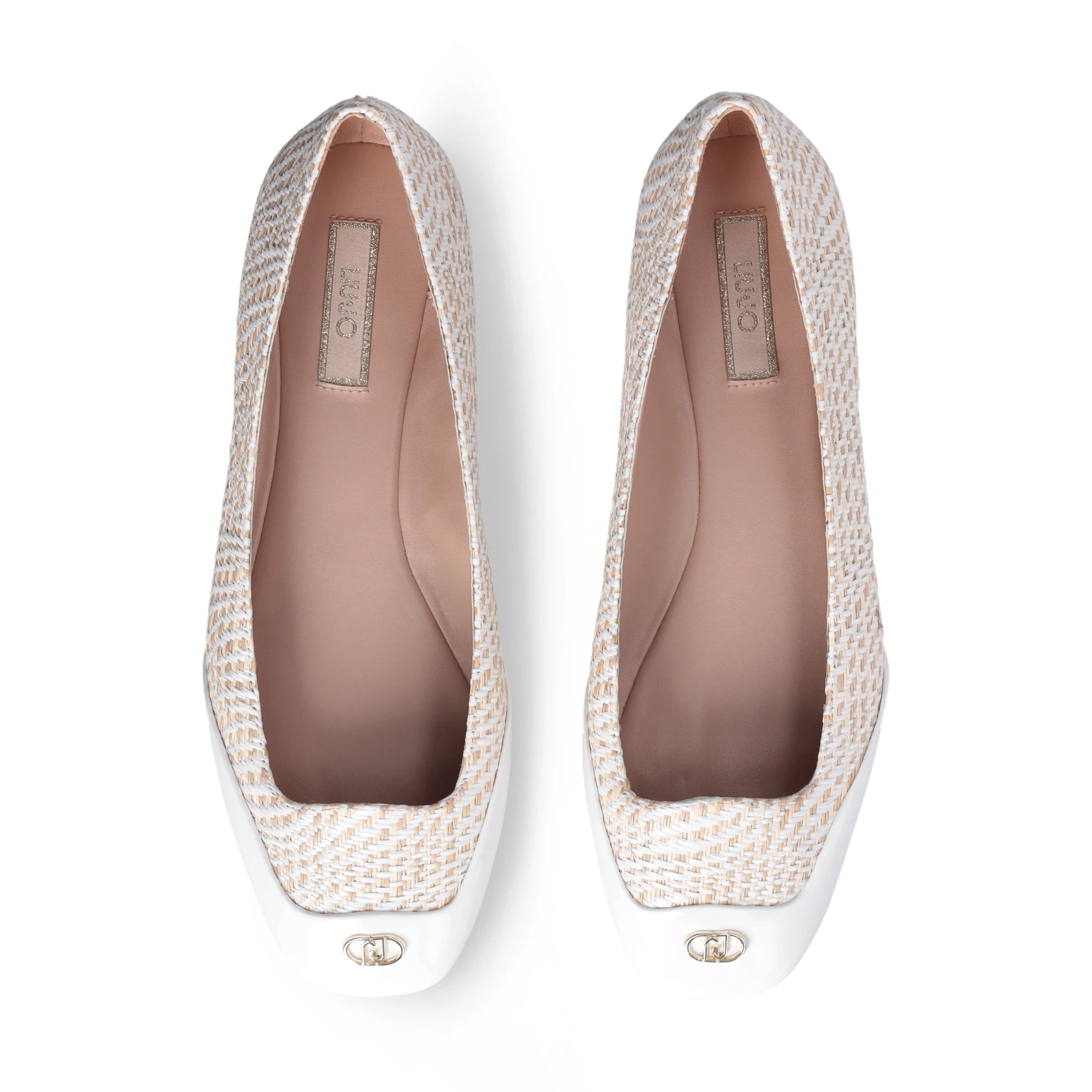 Woven Raffia Ballerinas with Patent Toe Gallery