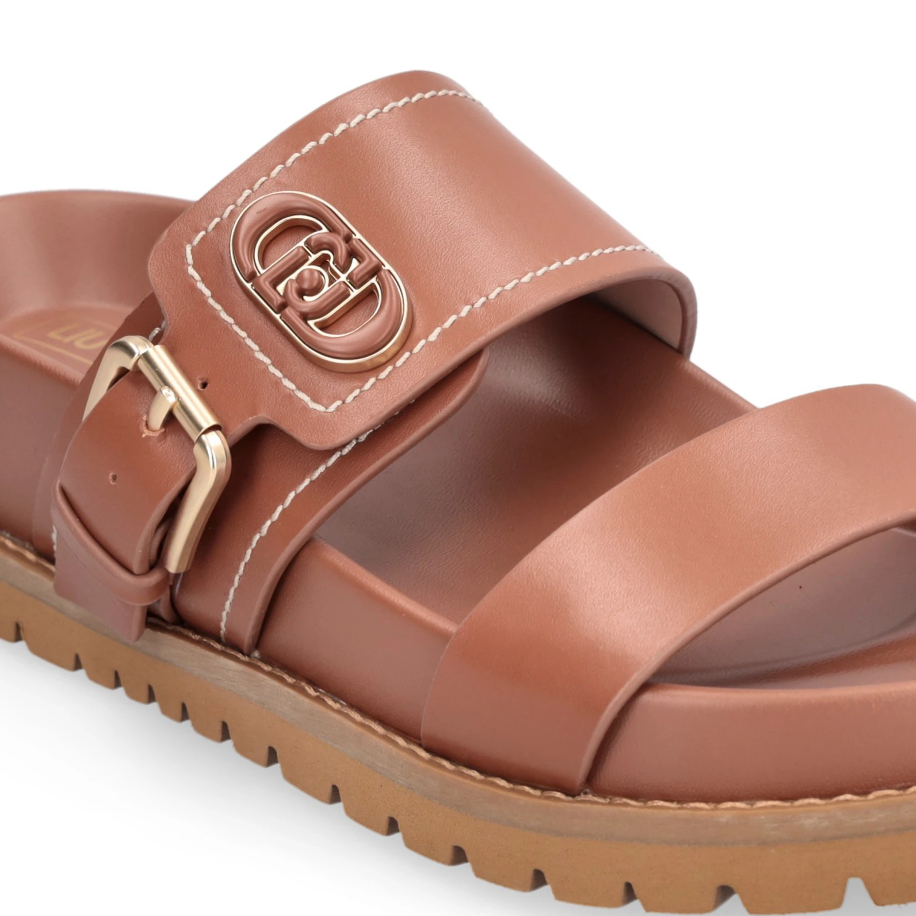 Buckled Platform Leather Slide  Gallery