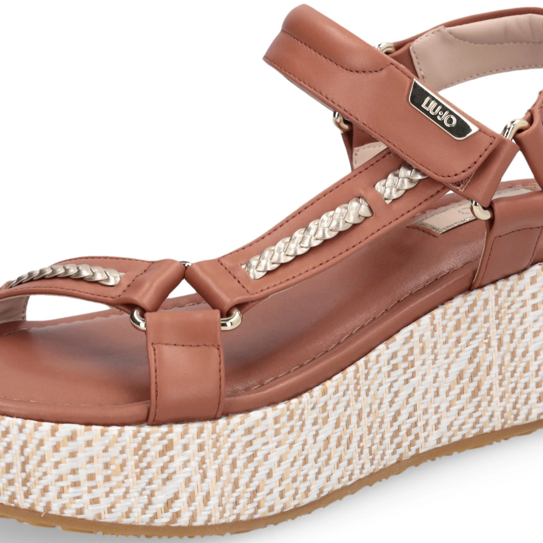 Leather Platform Sandals with Woven Espadrille Sole Gallery