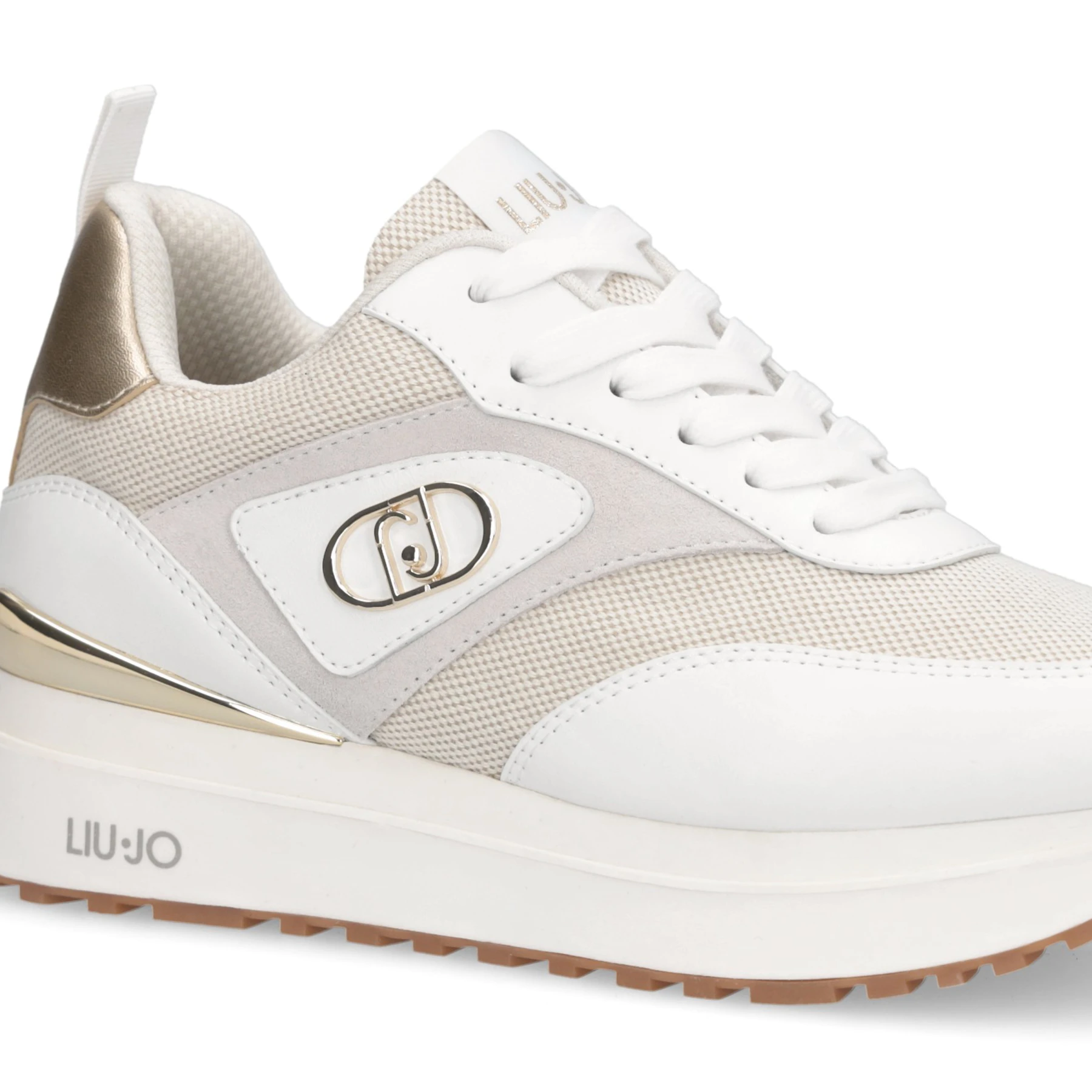 Chunky Platform Sneakers with Gold Metallic Accents and Logo Branding Gallery