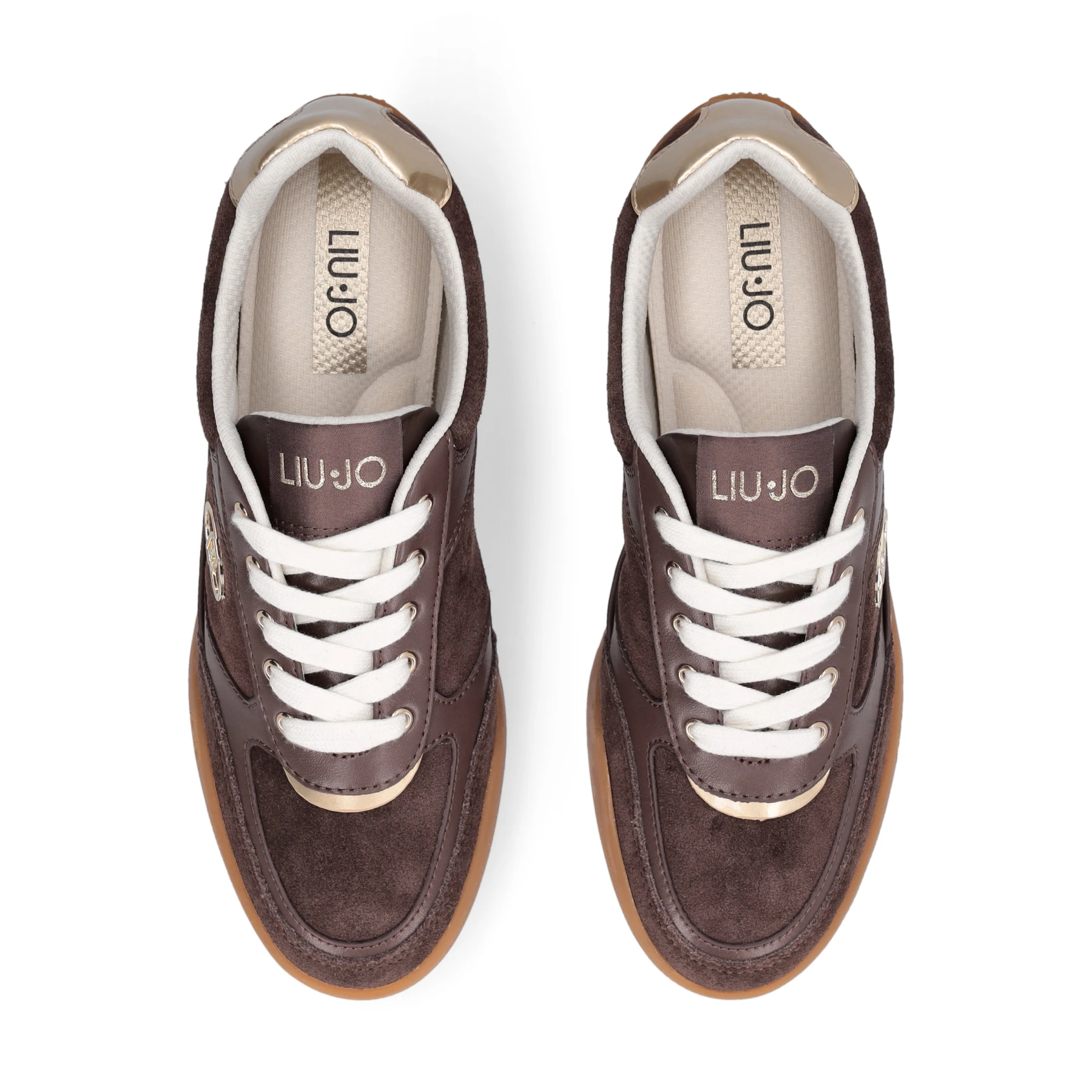 Suede Sneakers with Gold Hardware and Gum Sole Gallery