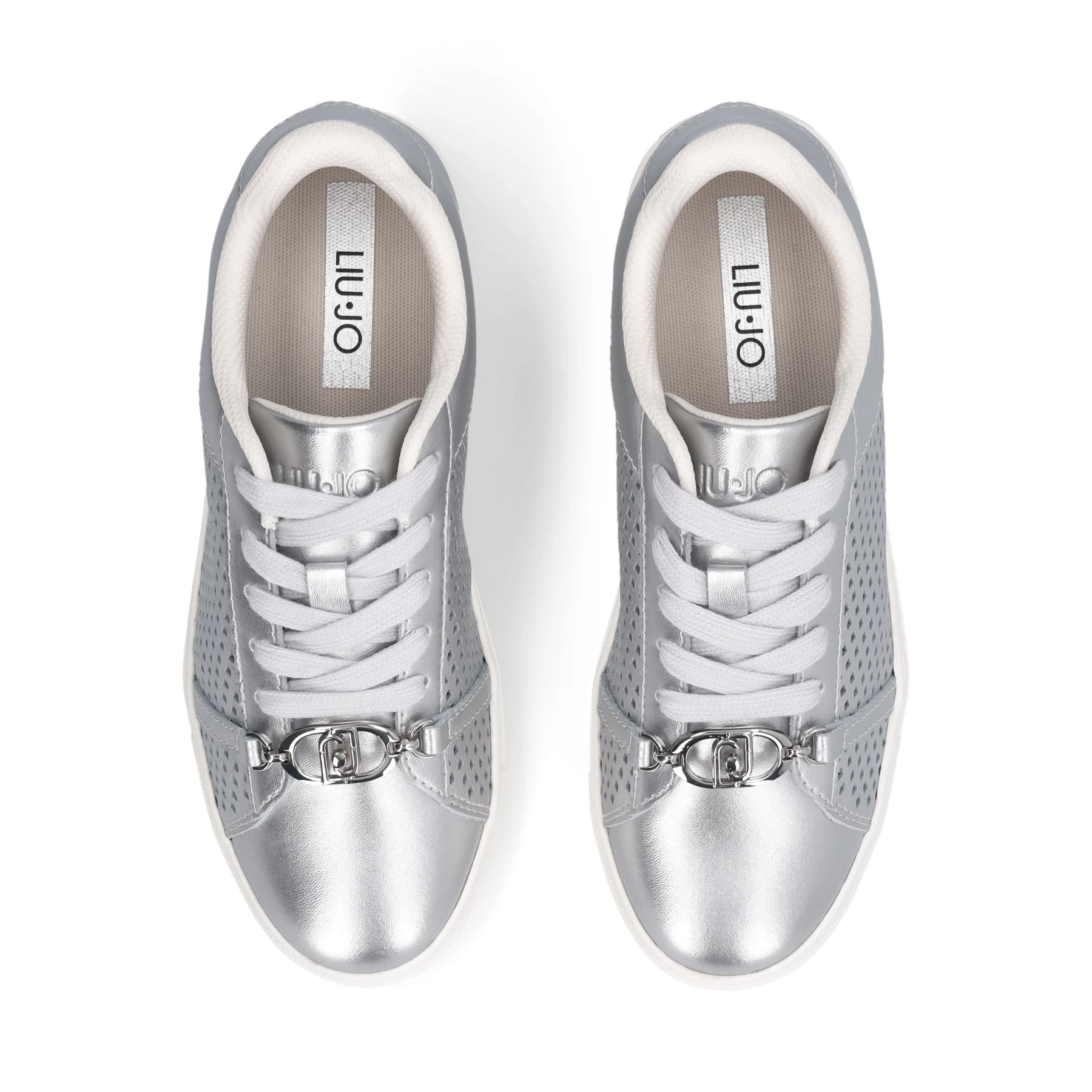 Metallic Perforated Lace-Up Sneakers Gallery