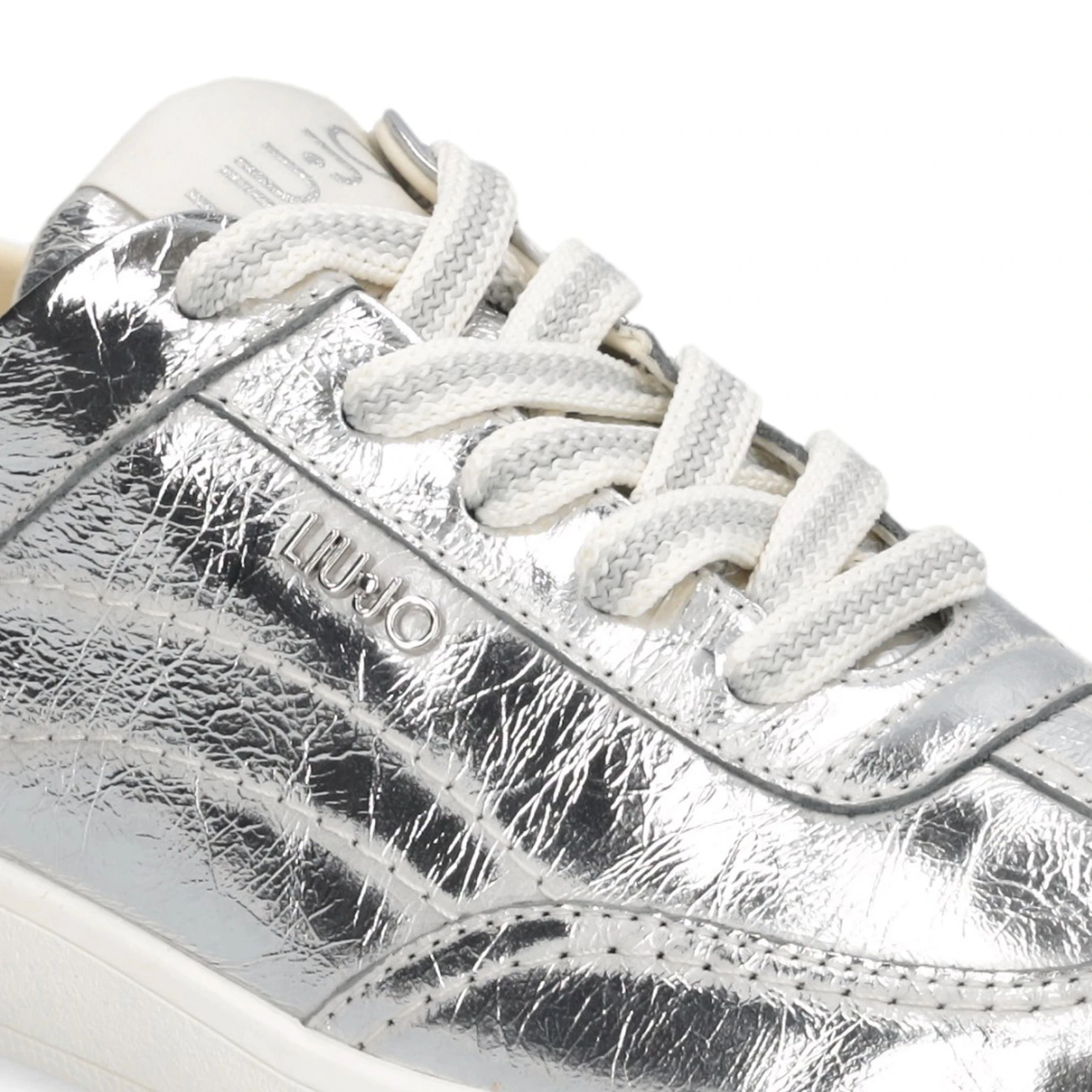 Crinkled Leather-Effect Lace-Up Sneakers Gallery