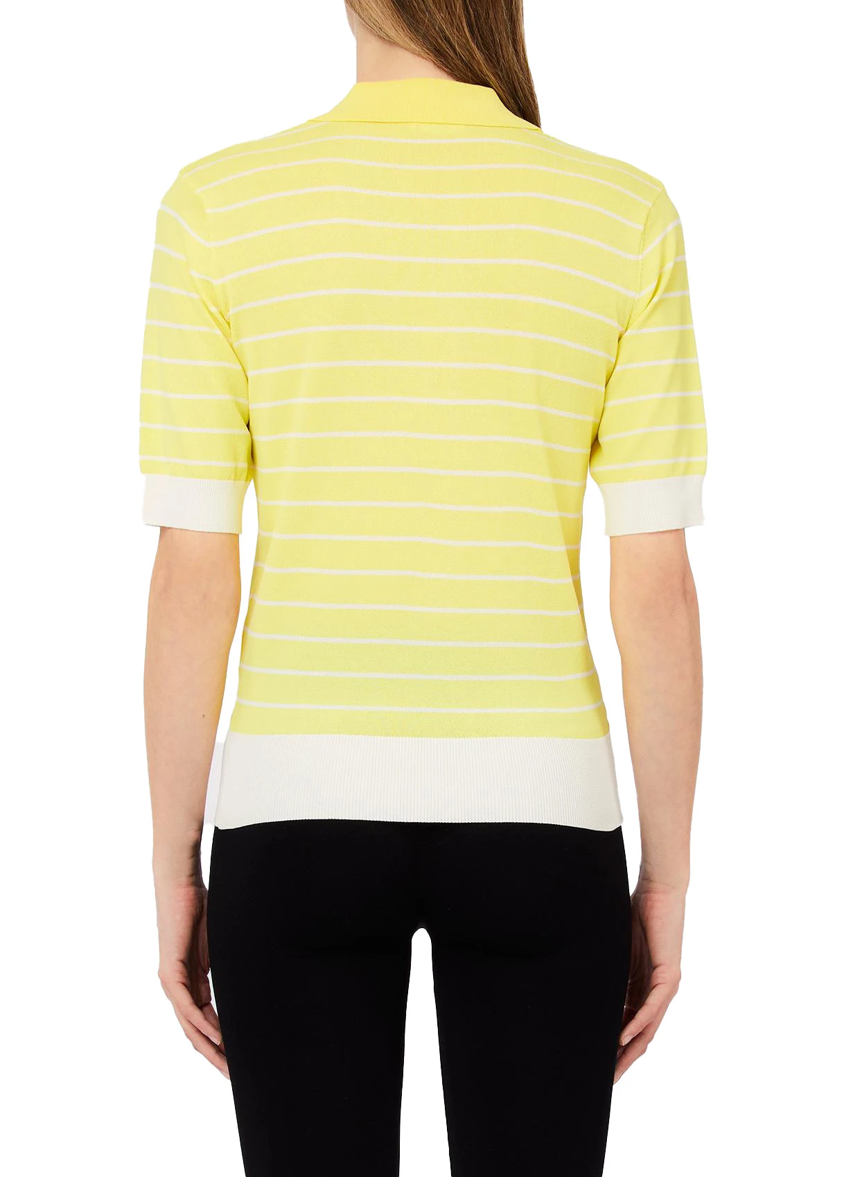 Striped Knit Short Sleeve Polo T-Shirt  Gallery