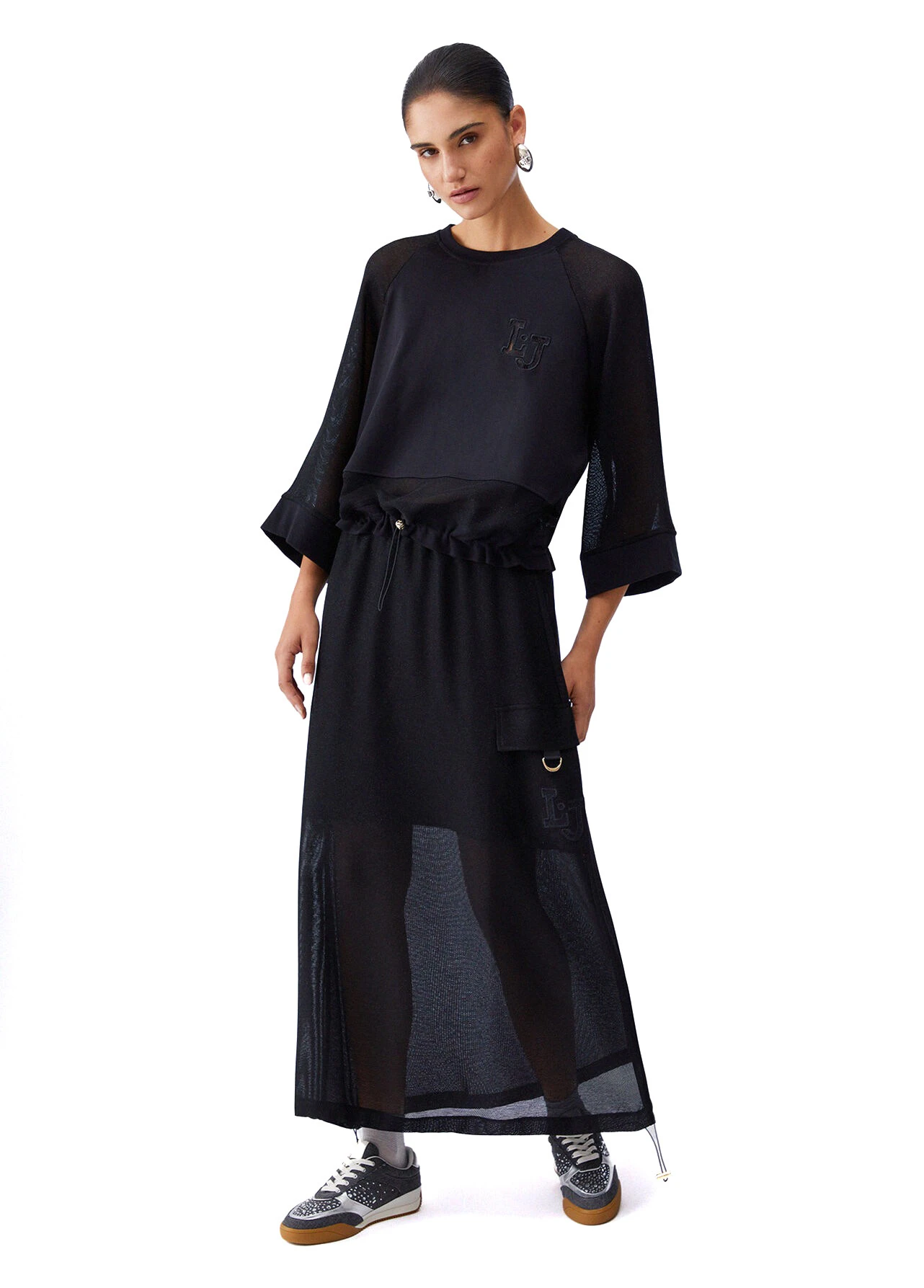 Long Mesh Skirt with Patch Side Pockets Gallery