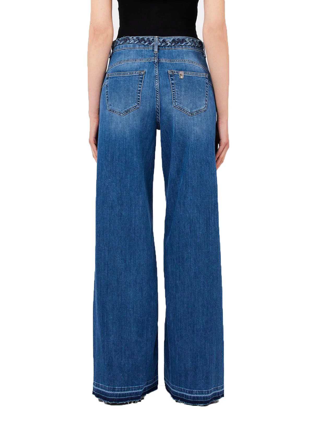 High Waist Flared Jeans With Braided Belt Gallery