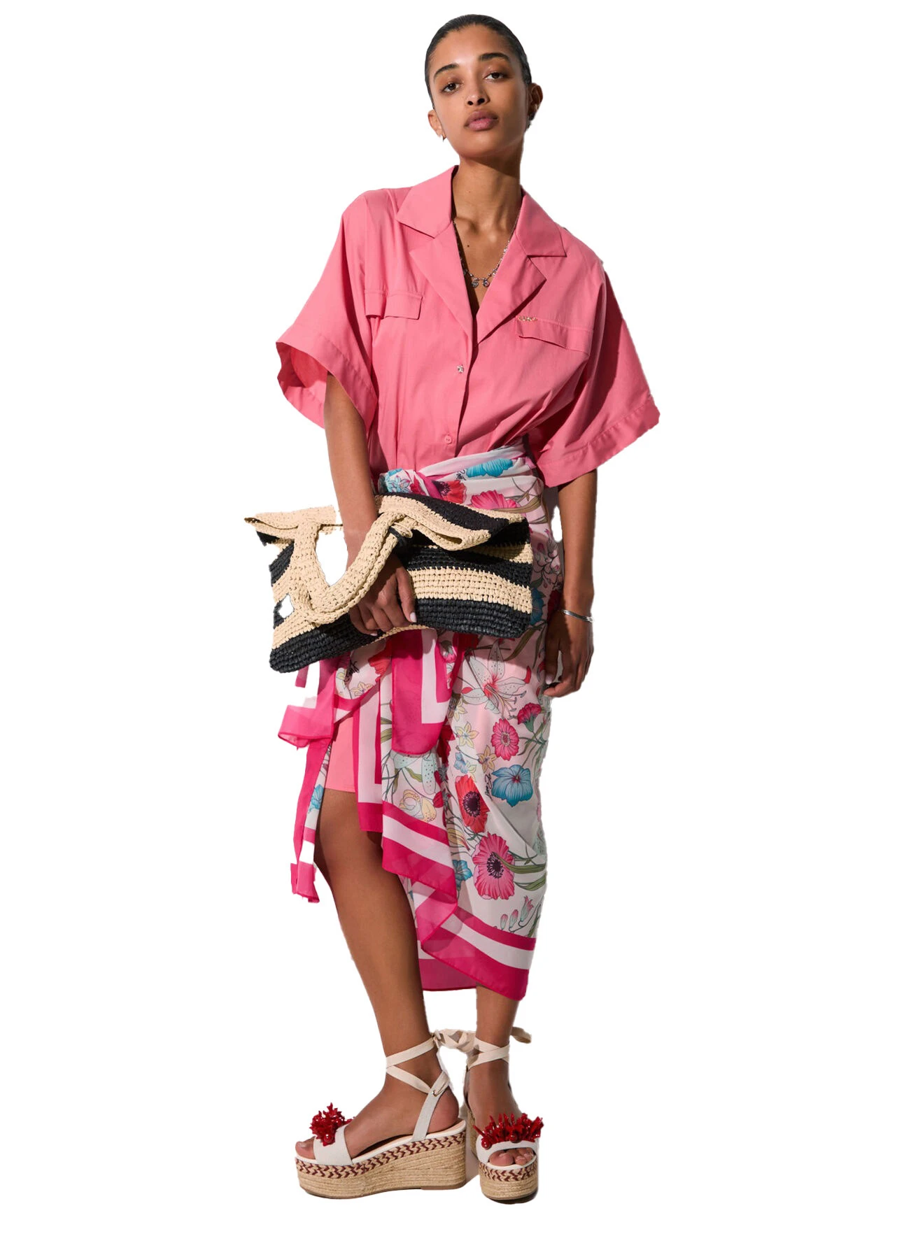 Cotton Poplin Short Sleeve Shirt Dress With Belt Gallery