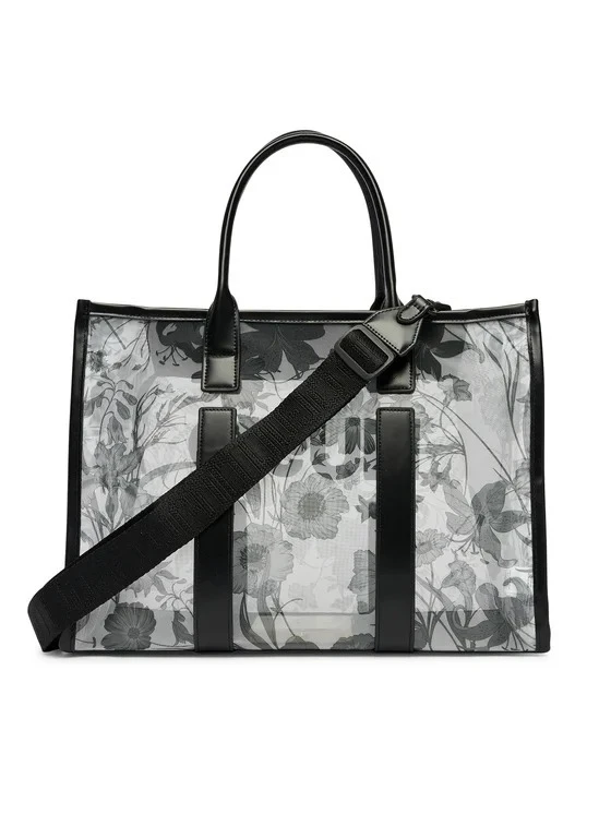Floral Print Semi-Transparent Tote Bag With Logo Embossing Gallery