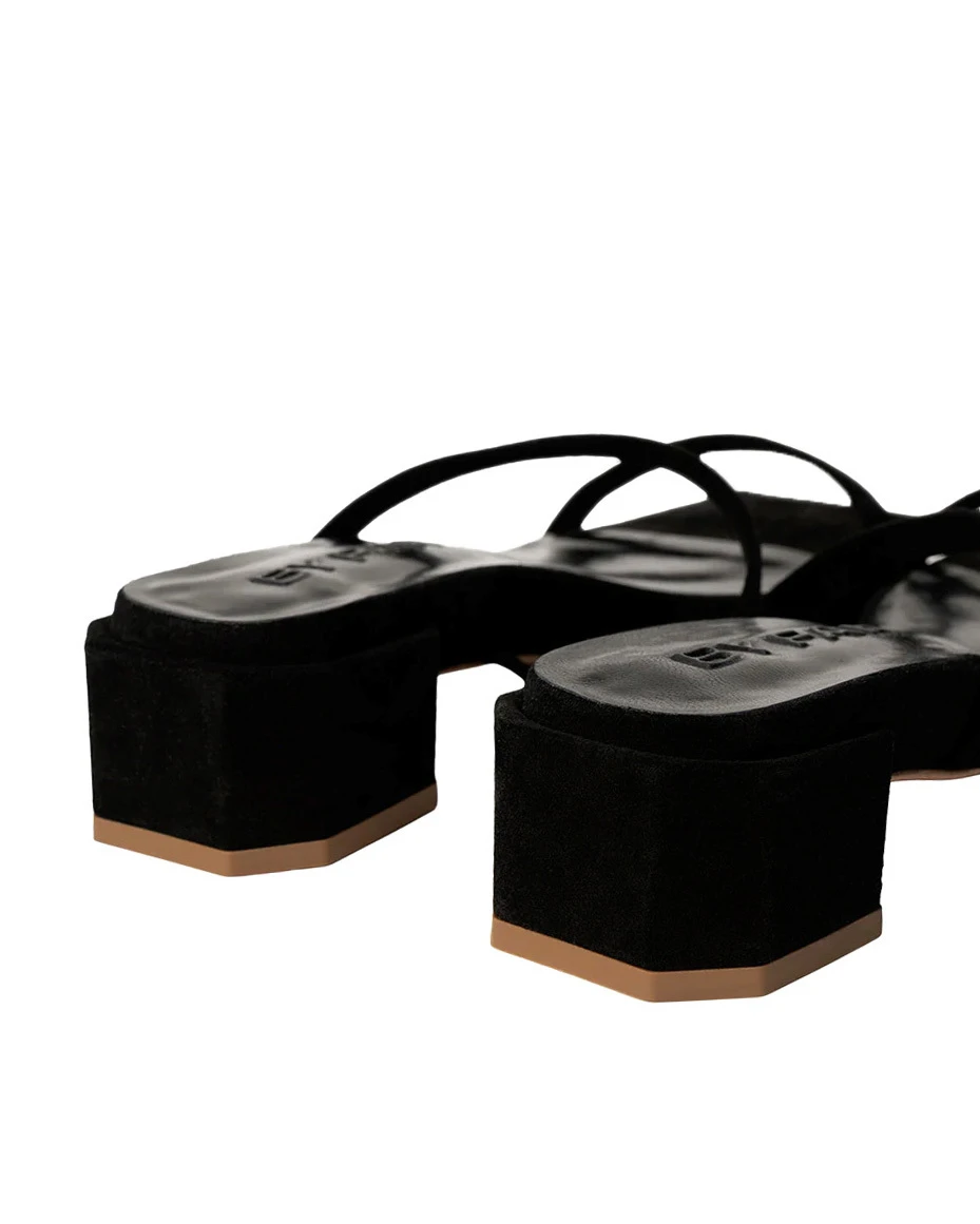 Suede Minimalist Double-Strap Block Heel Mule Gallery