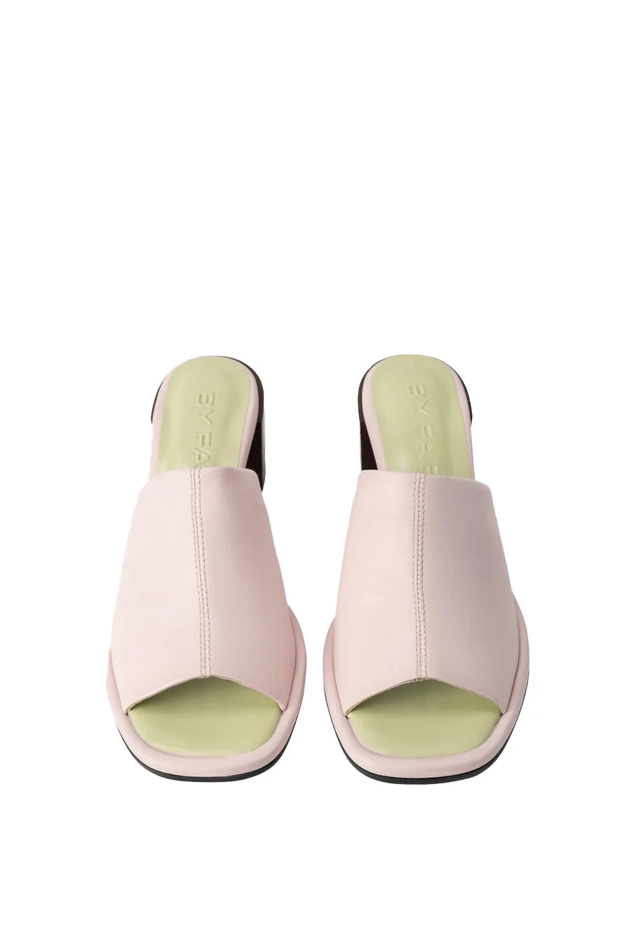 Nappa Leaher Peep-Toe Mules With Contrast Block Heel Gallery