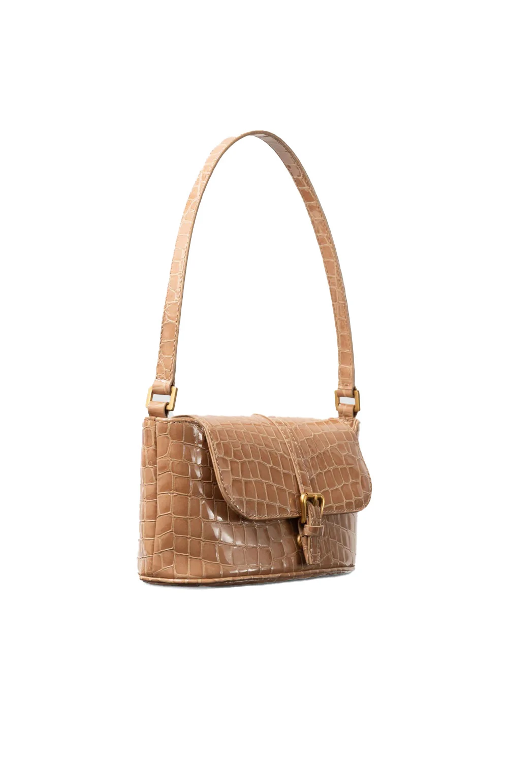 Croco Embossed Leather Shoulder Bag
 Gallery
