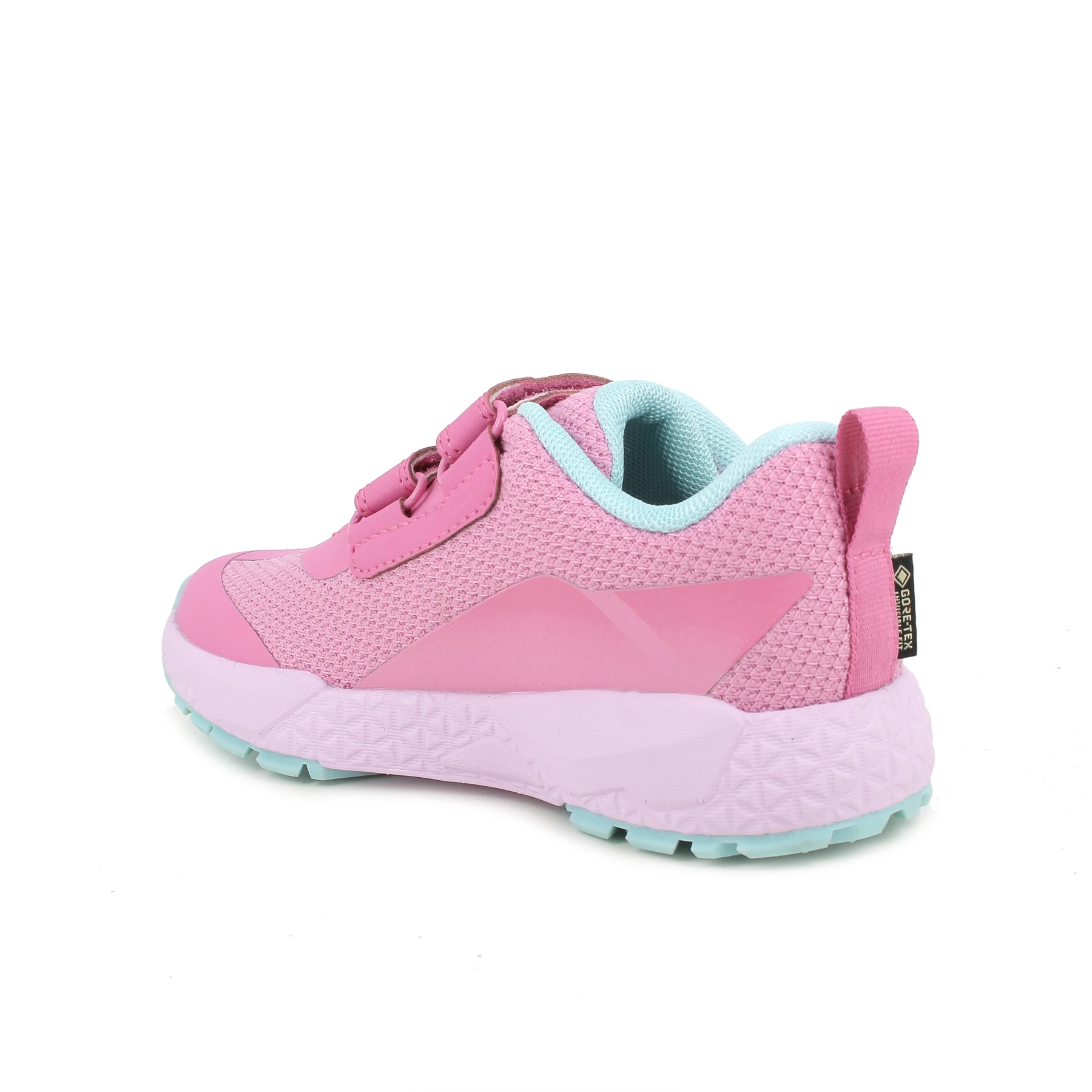 Kids Girls Gore-Tex Waterproof Sneakers with Double Hook-and-Loop Straps and Light Blue Accents Gallery