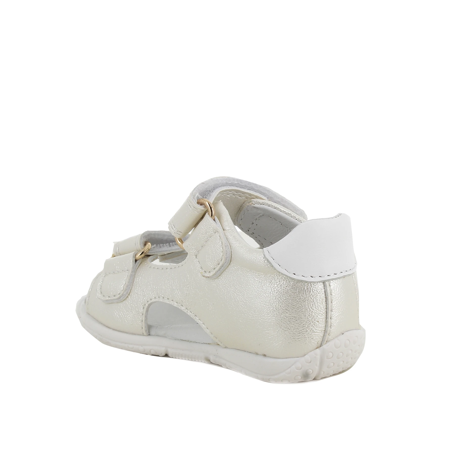 Baby Girl Shimmering Leather Sandals with Heart Detail and Double Straps Gallery