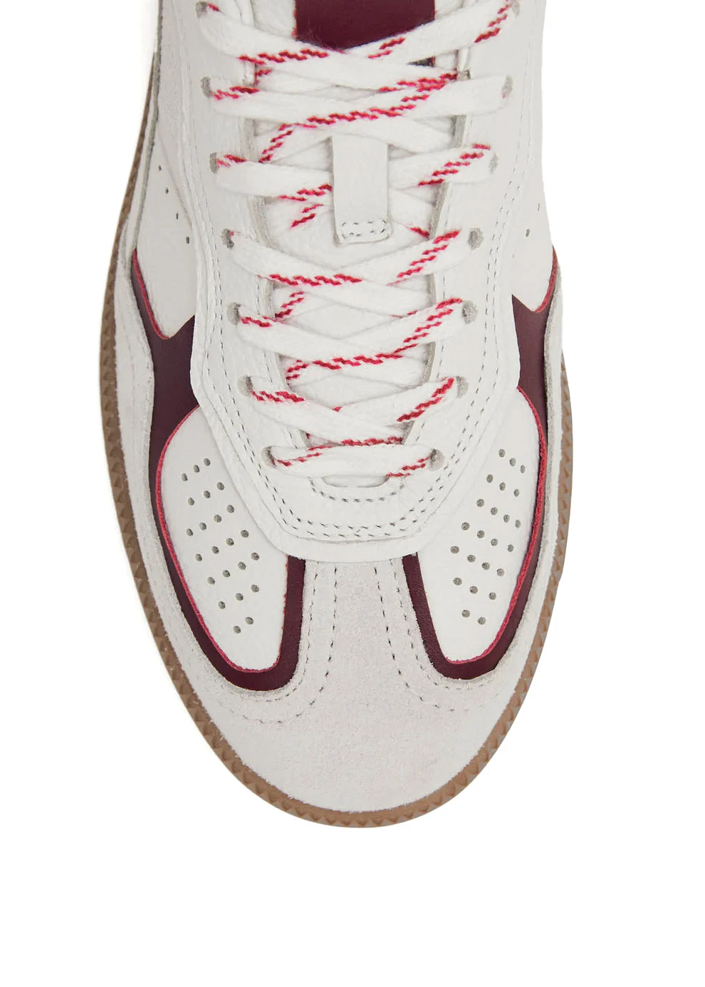 White and Burgundy Leather Retro Sneakers with Gum Sole Gallery