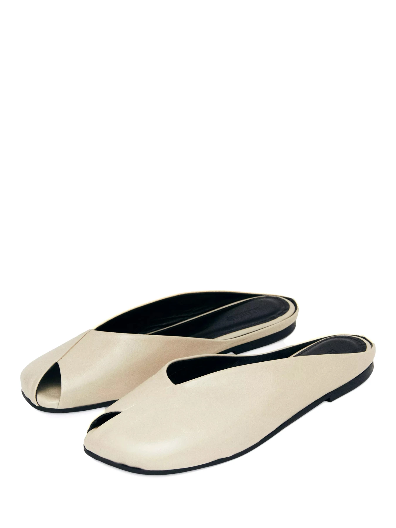 Leather Tabi Peep-Toe Flat Mule Gallery