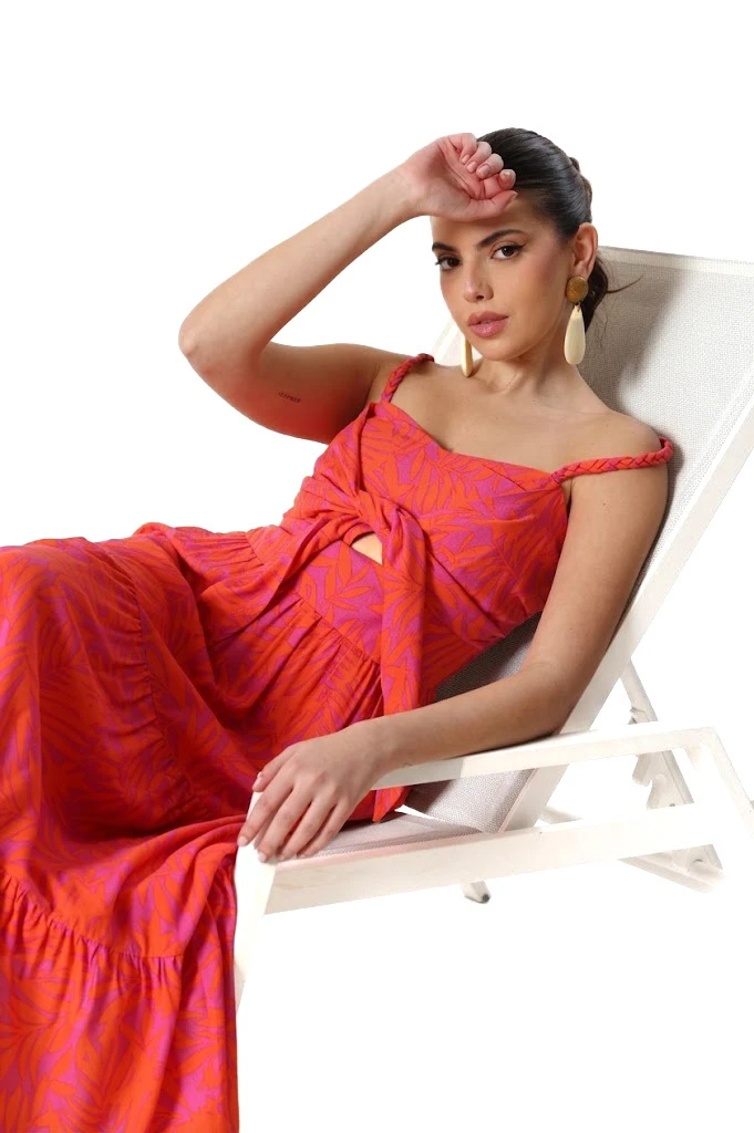 Orange And Purple Dress With Braided Back Gallery