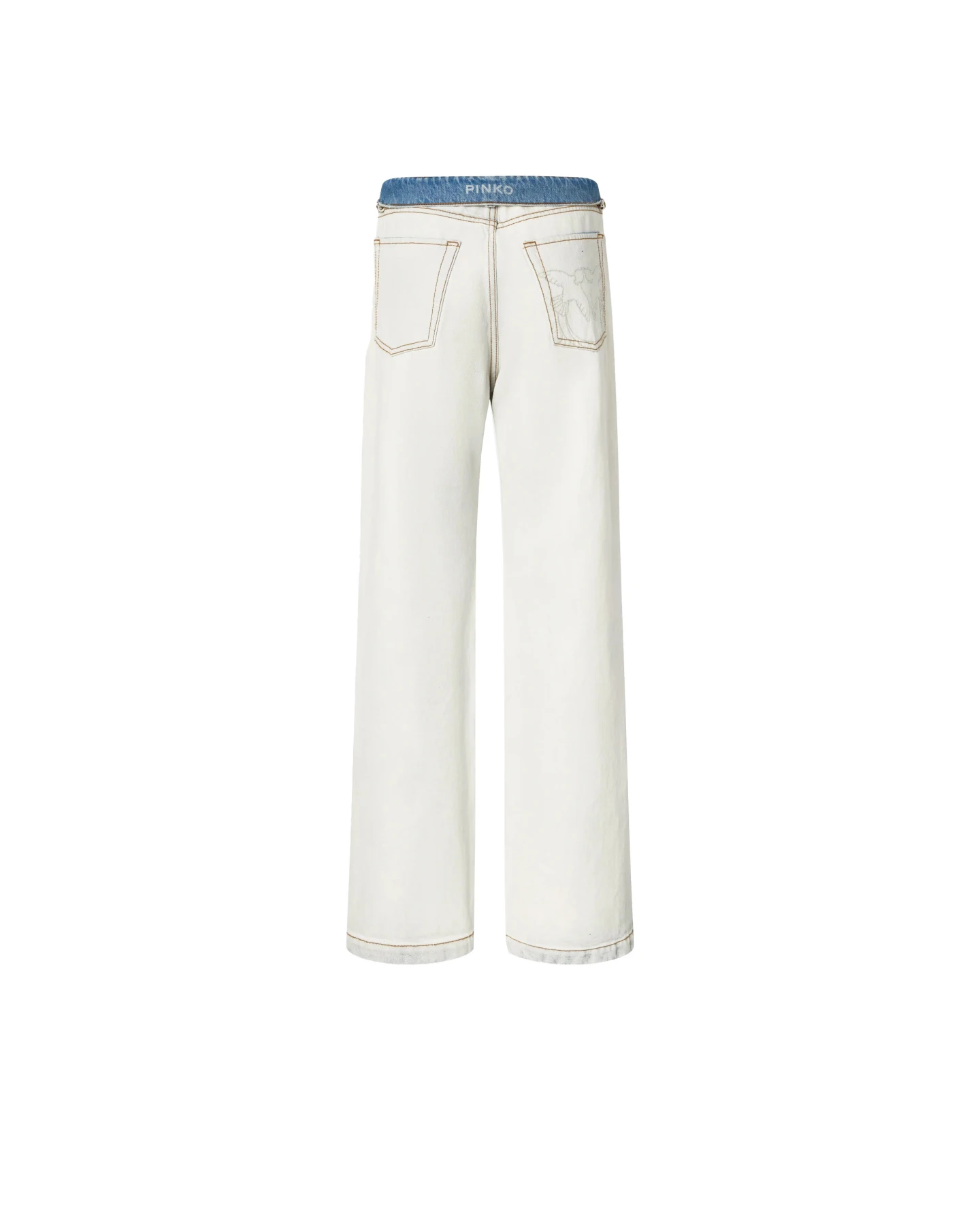 Straight Leg Jeans With Contrasting Fold-Down Waist Gallery