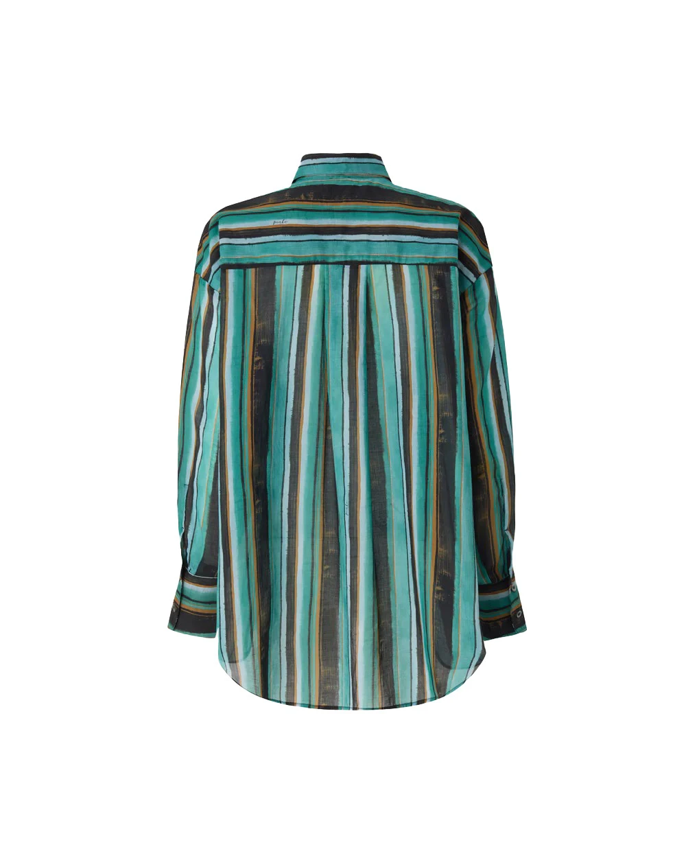 Cotton Long Sleeve Shirt with Brushstroke Stripes Gallery