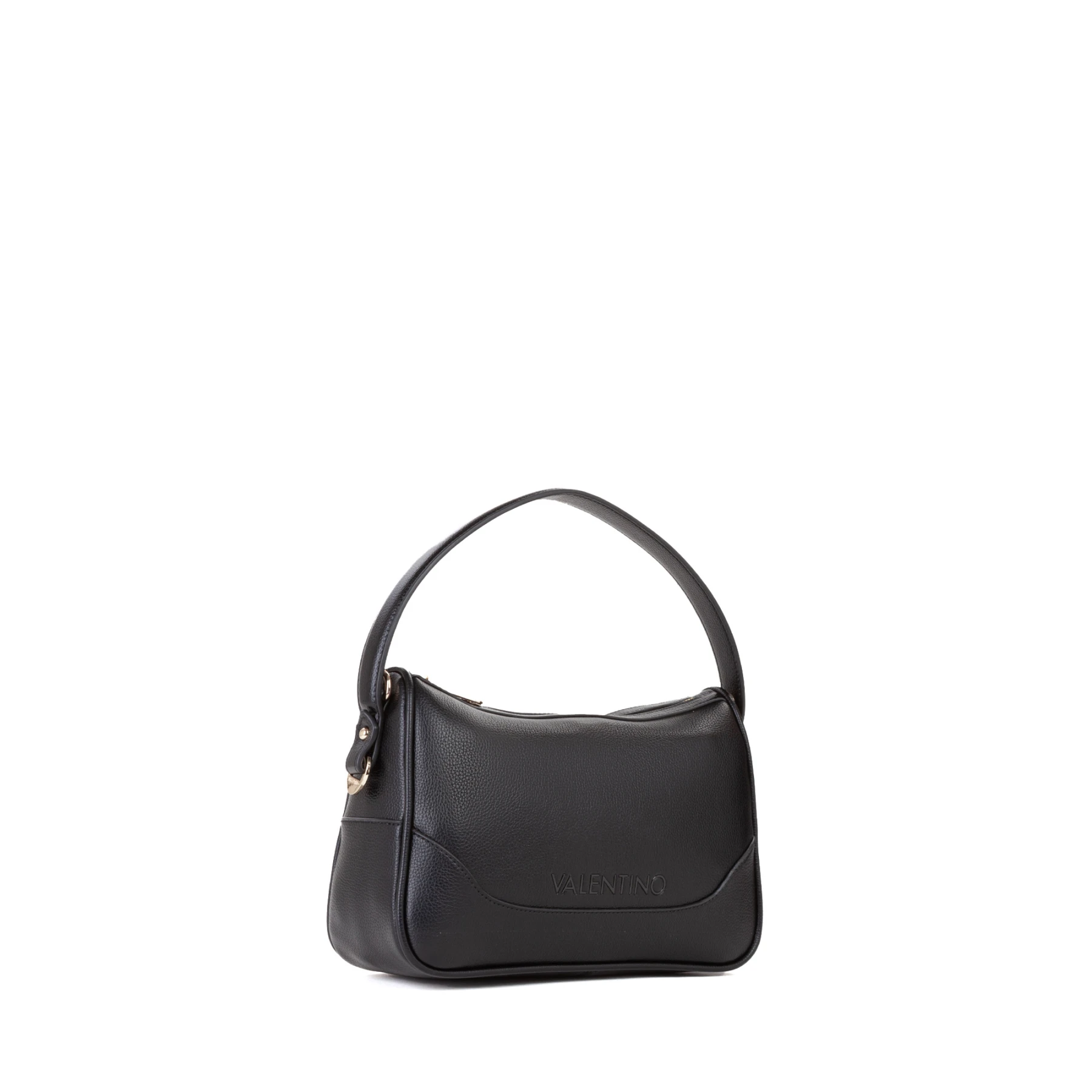 Pebbled Leather Embossed Logo Shoulder Bag with Top Handle Gallery
