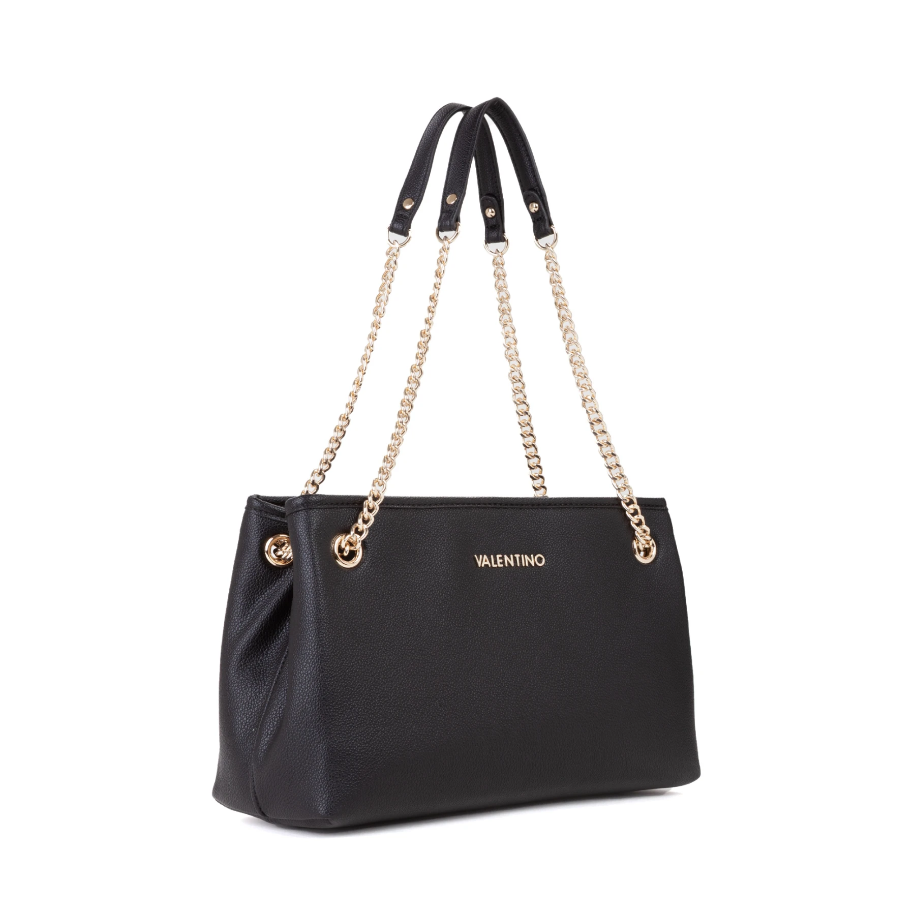 Leather Shoulder Tote Bag with Gold-Tone Chain Straps Gallery