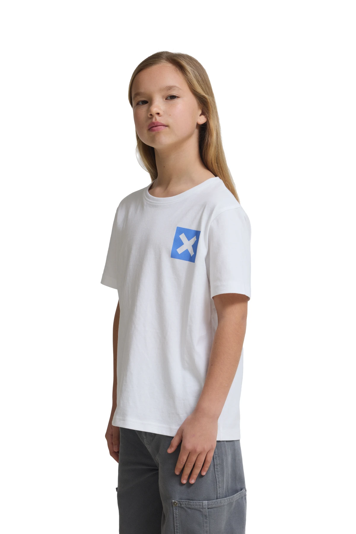 Kids Neutral White Classic 'X' Logo Short Sleeve Cotton T-Shirt Gallery