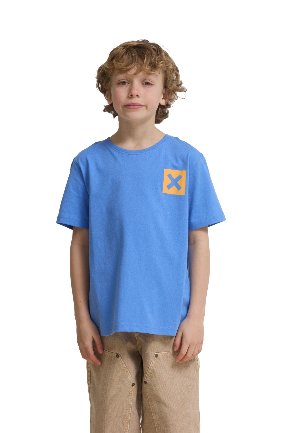 Kids Neutral Blue Classic 'X' Logo Short Sleeve Cotton T-Shirt Gallery