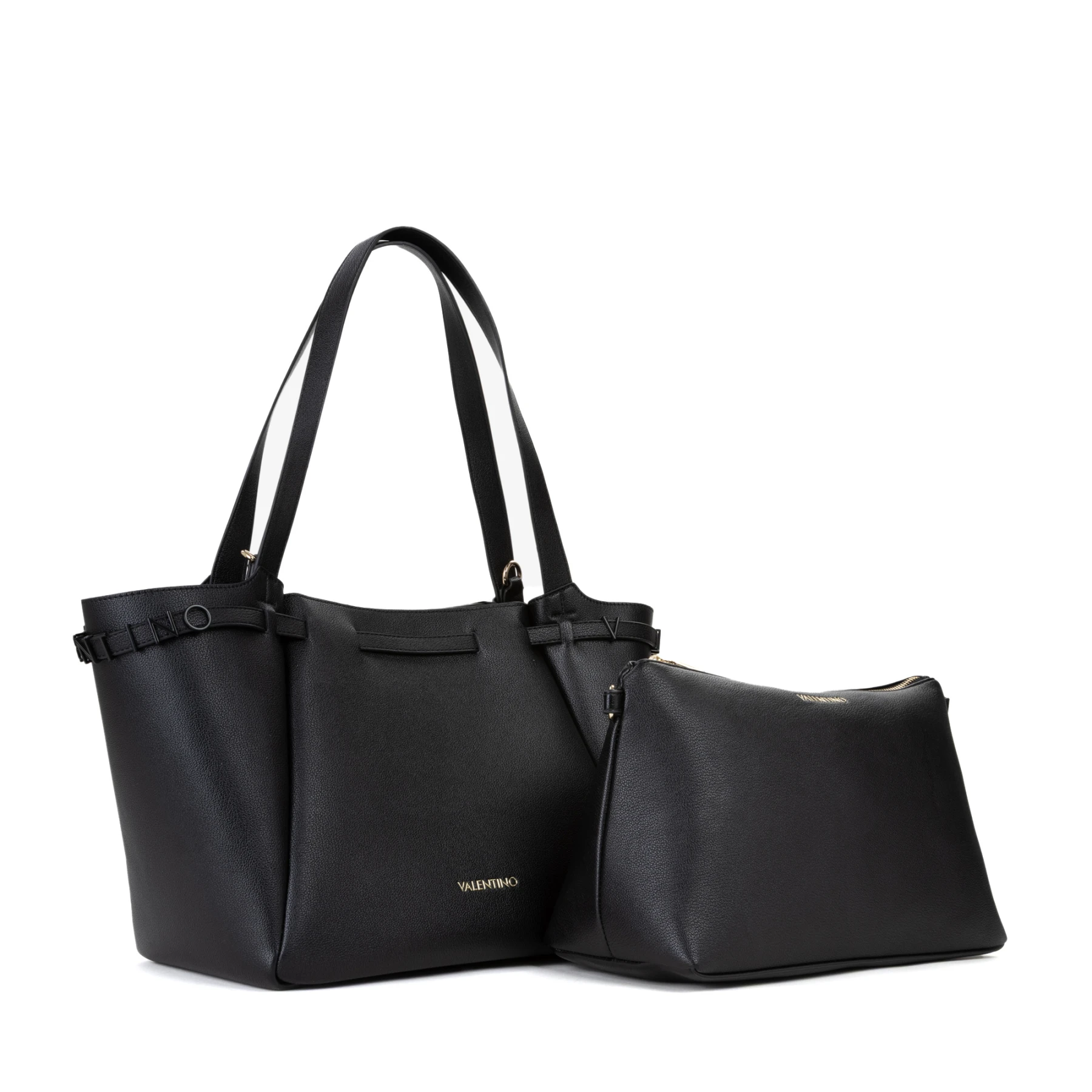 Large Grained Leather Tote Bag Set with Matching Pouch Gallery