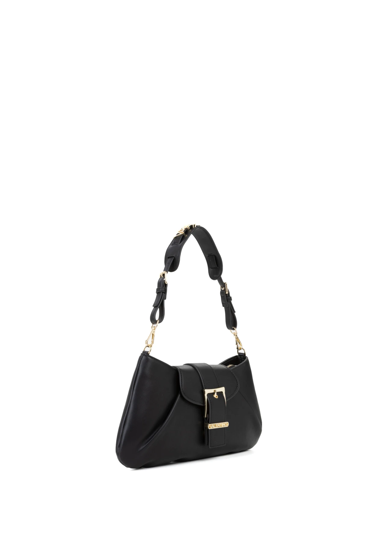 Smooth Leather Shoulder Bag with Gold Buckle Detail Gallery