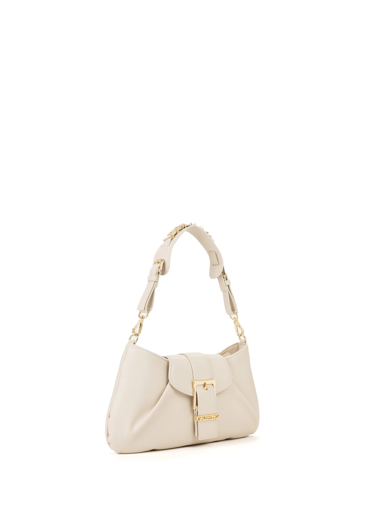 Smooth Leather Shoulder Bag with Gold Buckle Detail Gallery