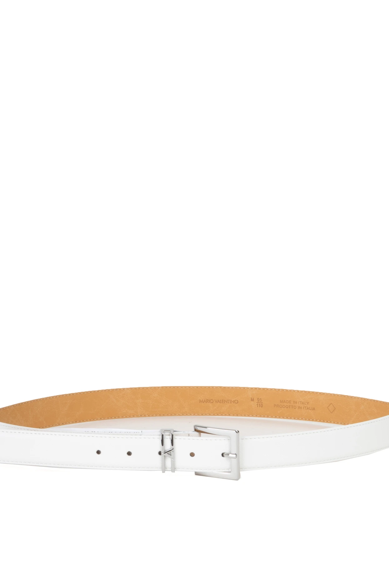 Saffiano Leather Belt with Silver V-Logo Gallery