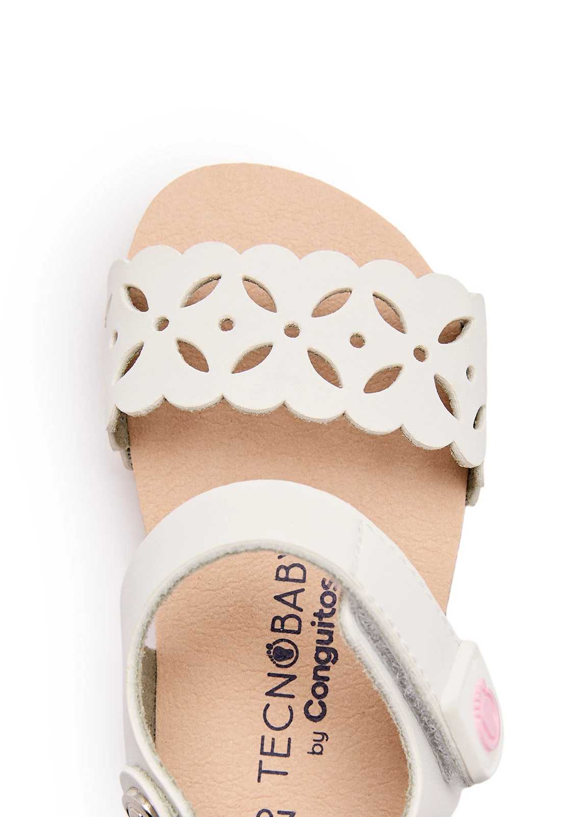 Baby Girl White Flower Cut Out Leather Sandals  Gallery