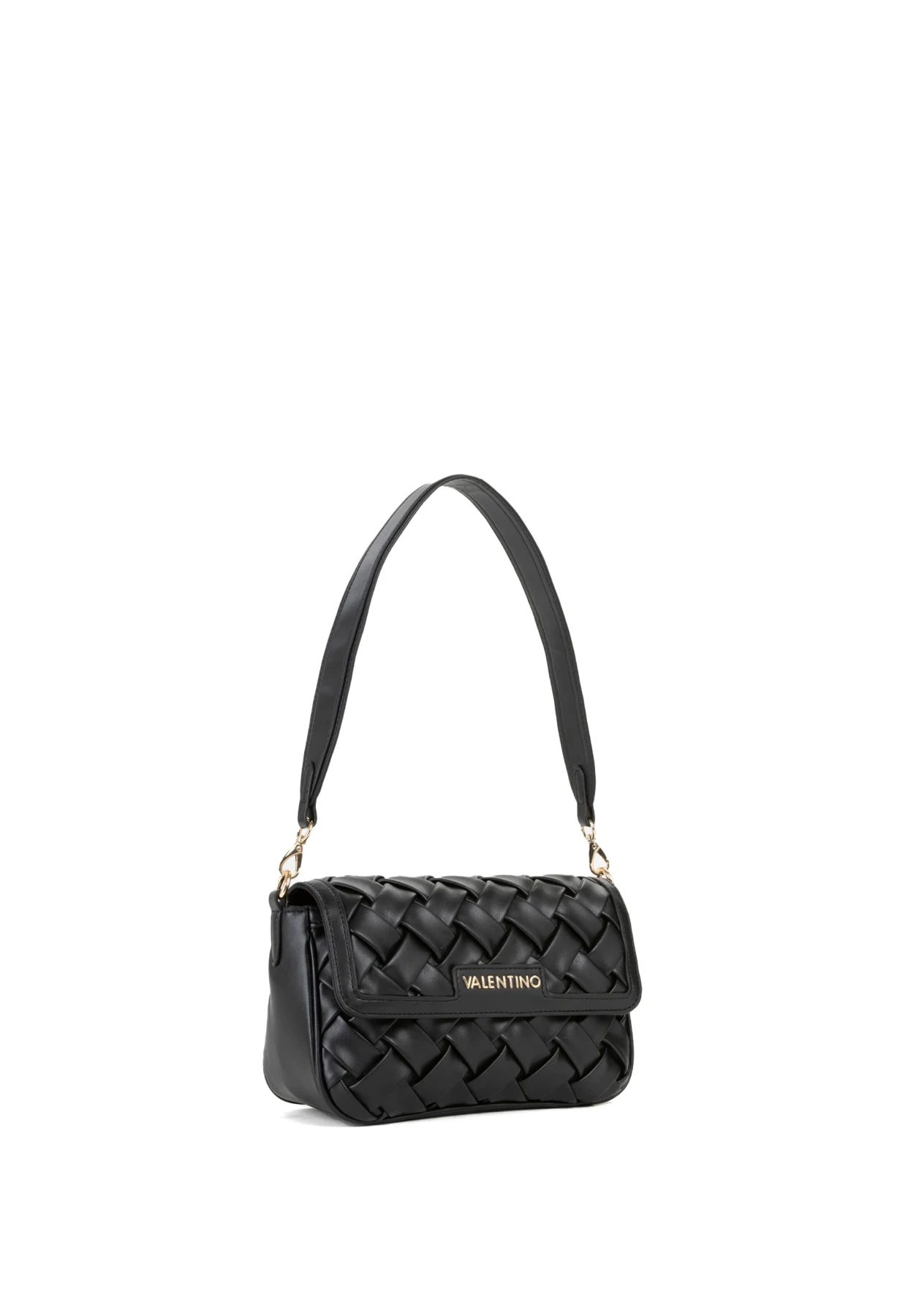 Woven Leather Crossbody Bag with Flap and Gold Hardware Gallery