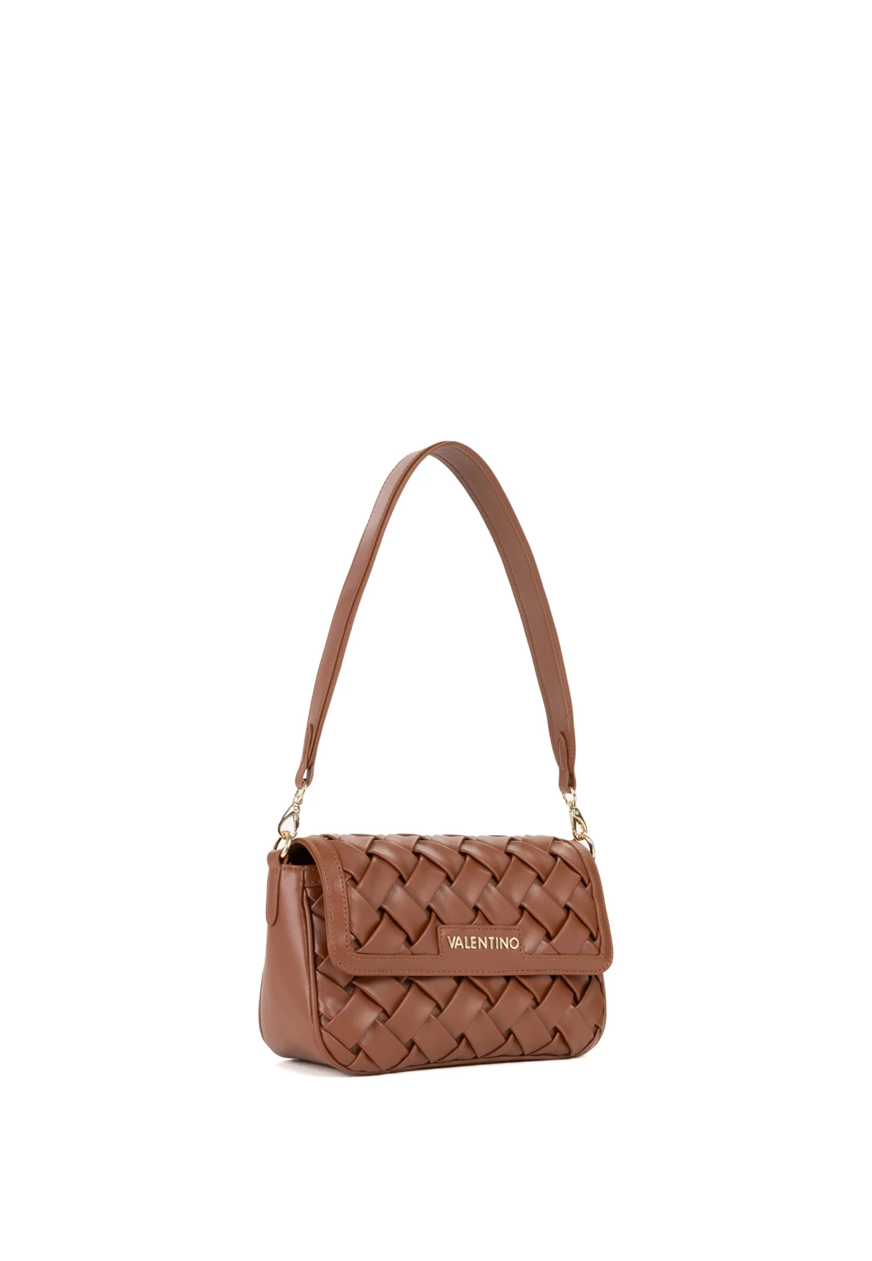 Woven Leather Crossbody Bag with Flap and Gold Hardware Gallery