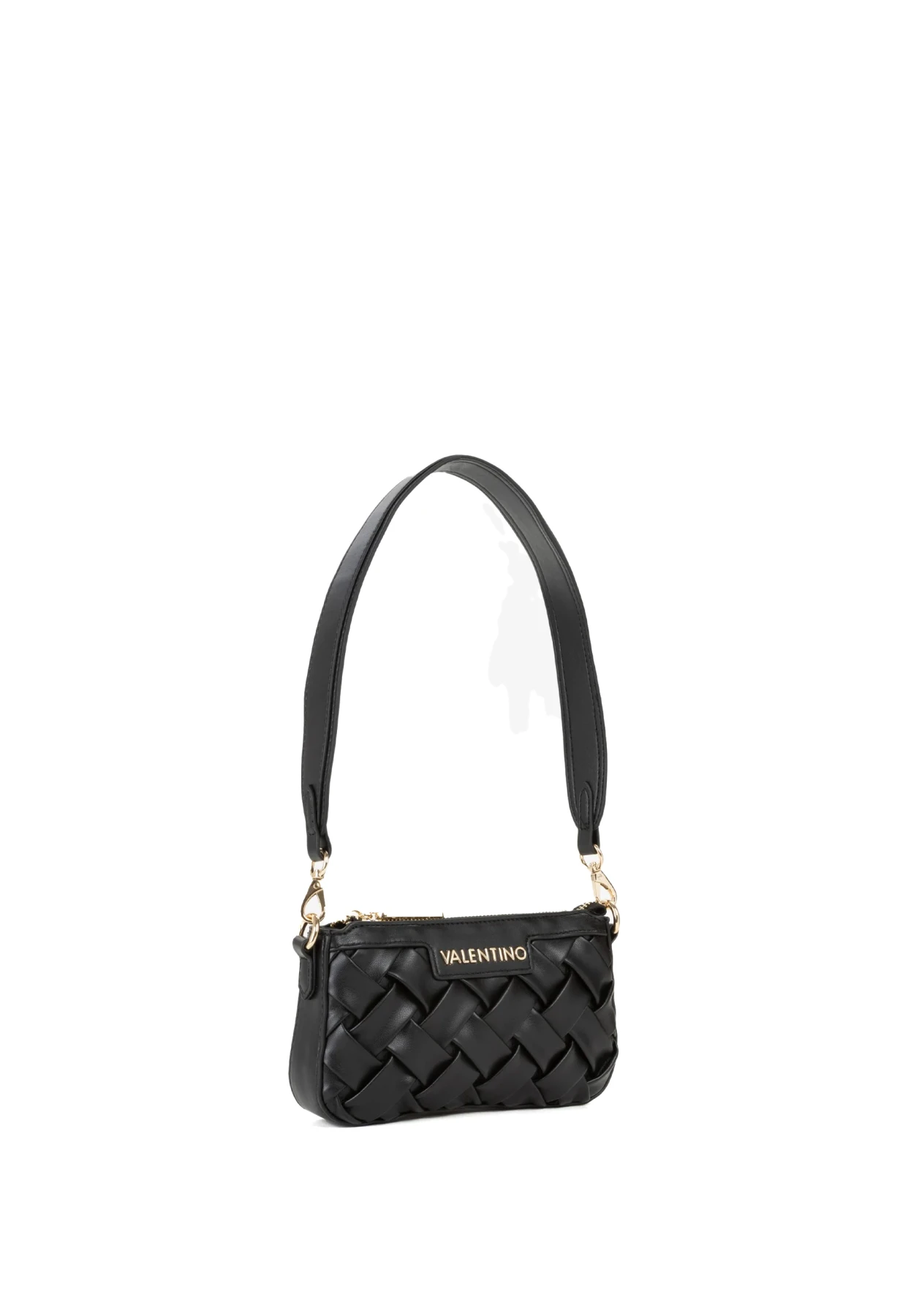 Woven Leather Small Shoulder Bag with Gold Hardware Gallery