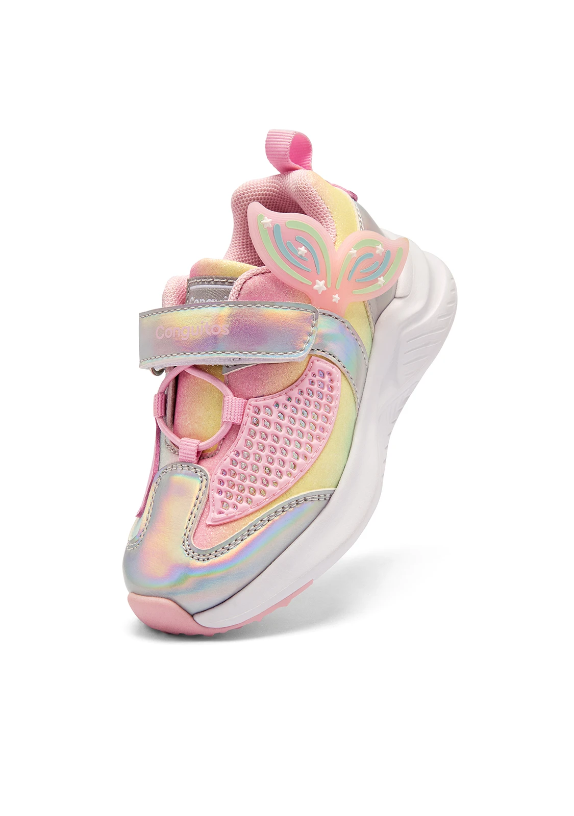 Kids Girls Mesh Iridescent Pink Mermaid Light Sneakers  Gallery