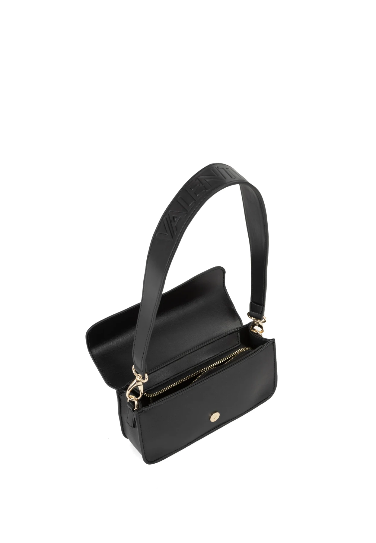 Small Leather Baguette Shoulder Bag with Gold Buckle Clasp Gallery
