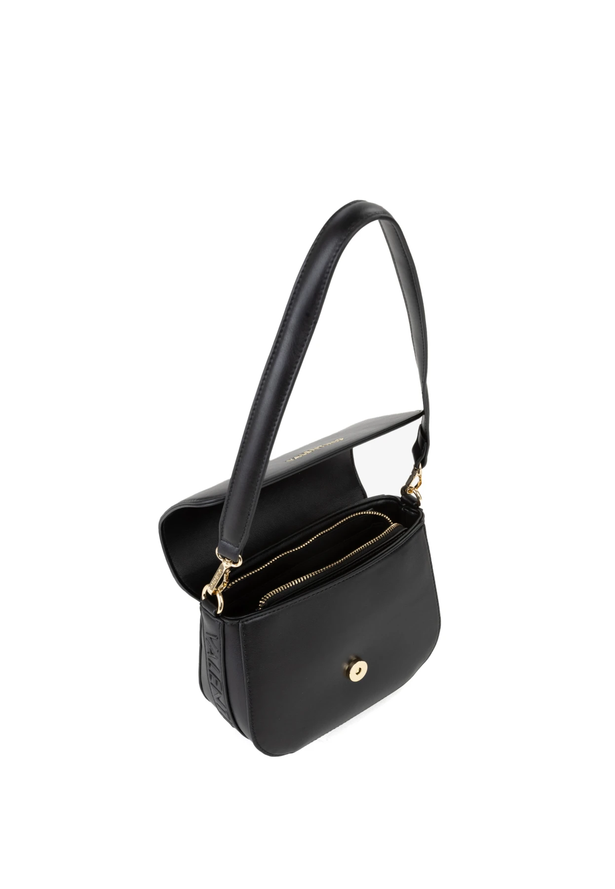 Smooth Leather Saddle Crossbody Bag with Embossed Side Logo and Gold Hardware Gallery